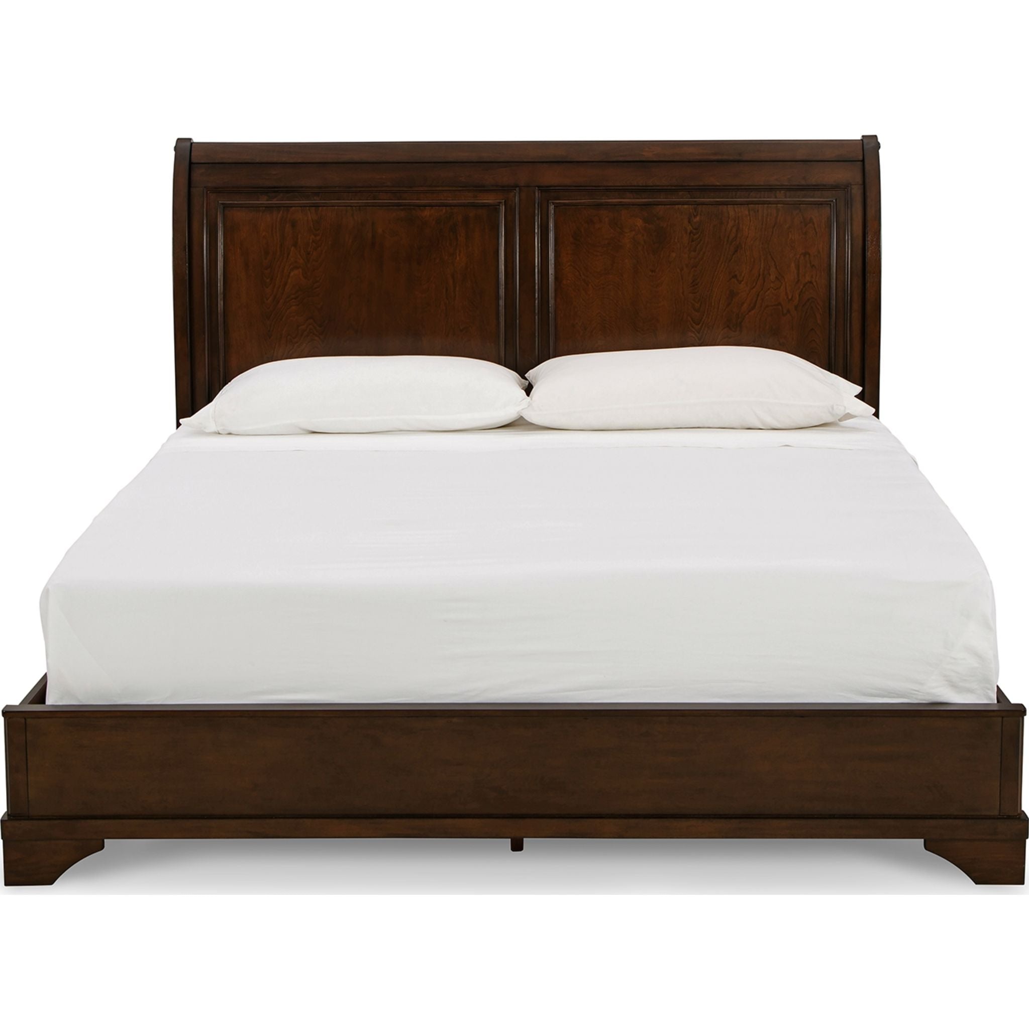 Brookbauer King Sleigh Bed Frame - Rustic Brown Solid Wood Bedroom Furniture for Master Bedroom & Guest Room