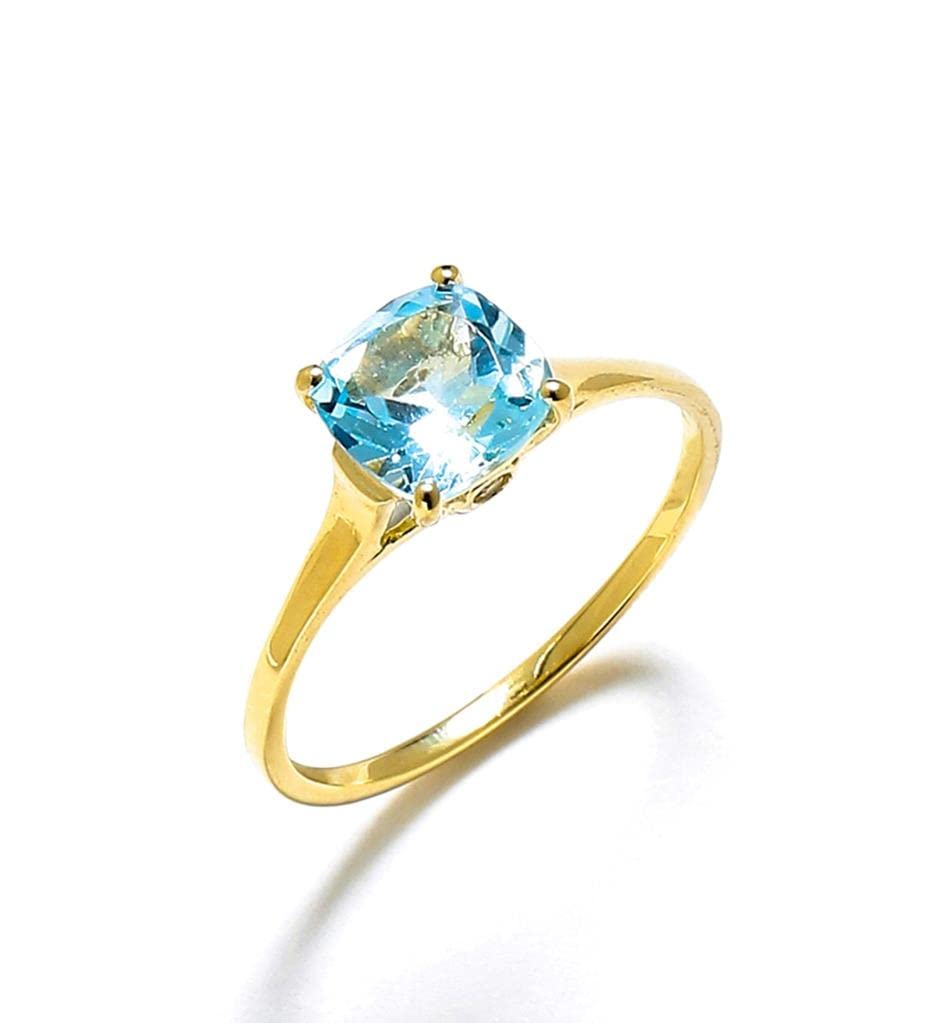10K Yellow Gold Sky Blue Topaz Solitaire Ring for Women - Elegant Birthstone & Engagement Jewelry | Perfect for Anniversaries, Proposals & Special Occasions