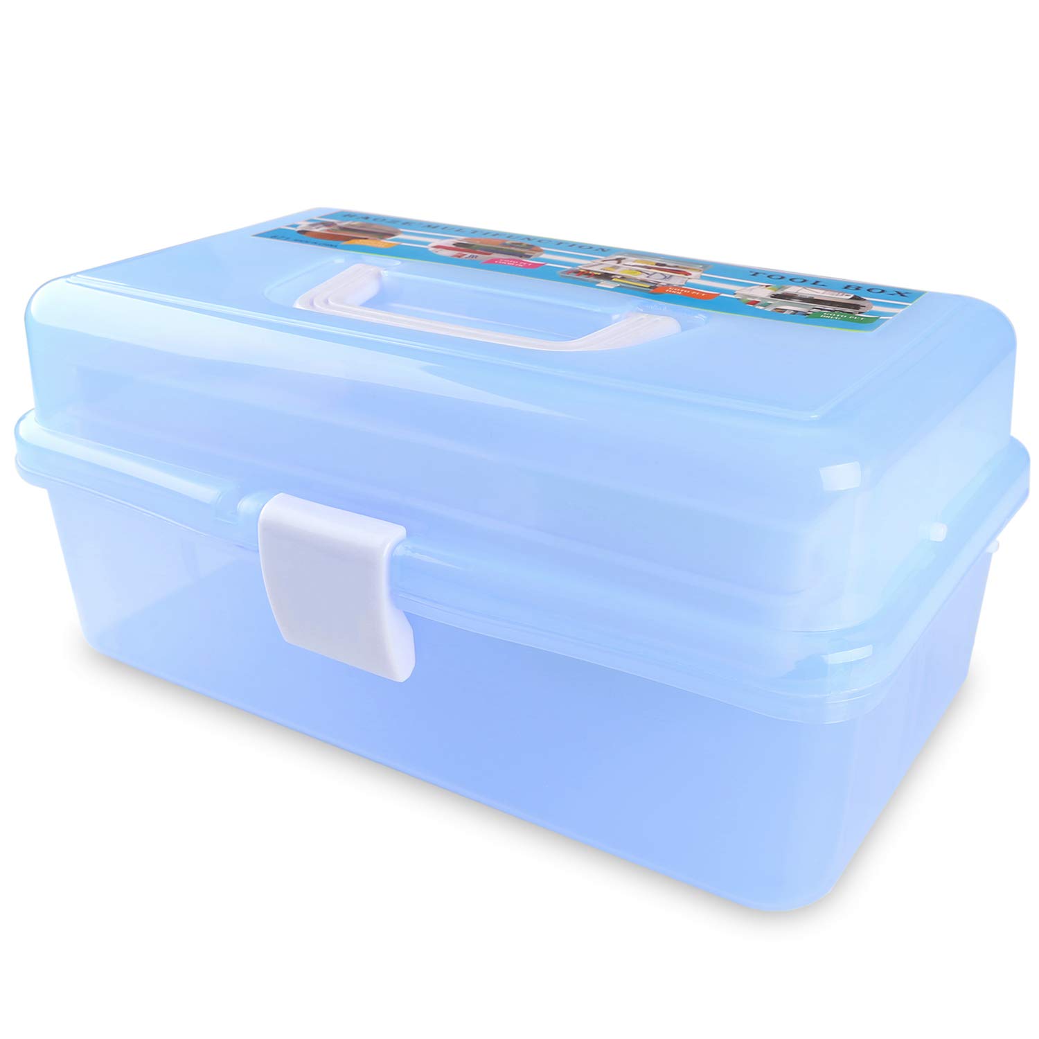 3-Tier Plastic Craft Caddy Box with Cantilever Design - Organizer for Pencils, Paints, Pastels & Art Supplies | Perfect for Artists, Students & DIY Craft Storage