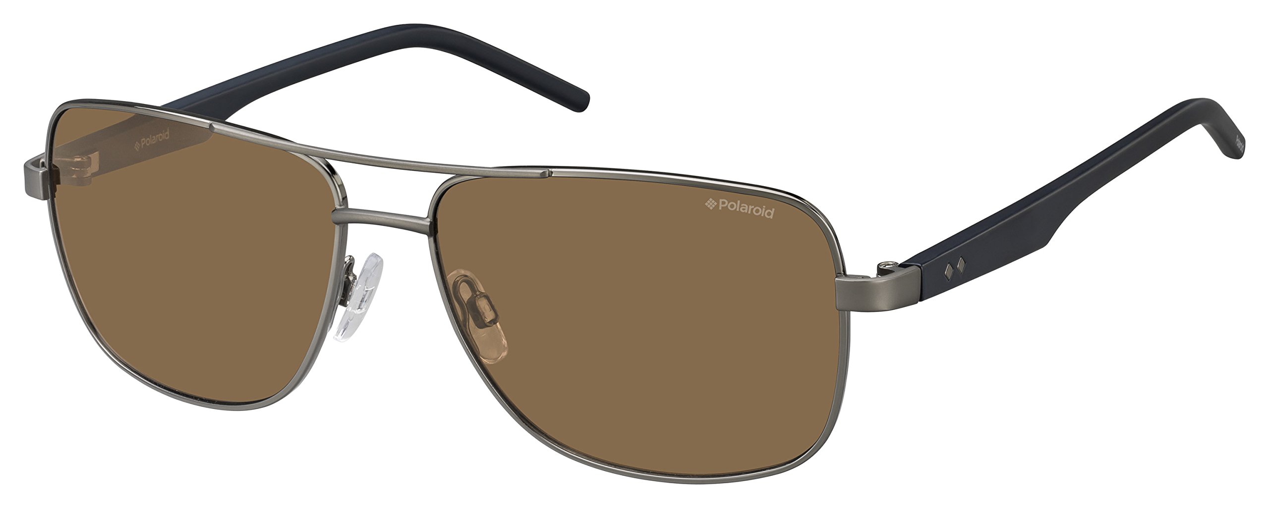 **Polaroid PLD 2042/S Rectangular Polarized Sunglasses for Men - Ruthenium Black/Gray Frame, 59mm Lens, 15mm Bridge - UV Protection, Stylish & Lightweight for Driving, Outdoor Sports & Travel**