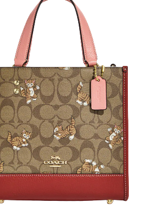 Coach Dempsey Tote 22 in Signature Canvas with Dancing Kitten Print - Stylish Designer Handbag for Women, Perfect for Work, Travel & Everyday Use