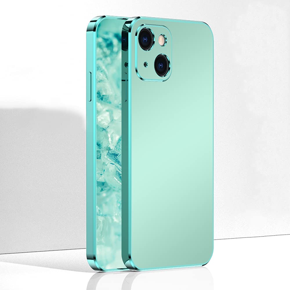 aowner Shockproof iPhone 13 Mini Case - Slim Fit Matte Anti-Fingerprint Glitter Plating Edge TPU Protective Cover for Women (5.4 Inch, Teal) | Perfect for Everyday Use, Work & Travel Protection