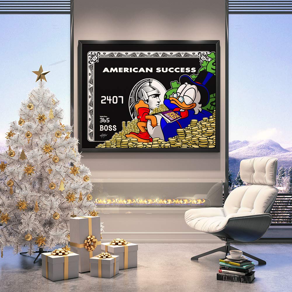 Inktuitive 'American Success' Motivational Canvas Wall Art for Office - 24x18 Inch Black Frame - Inspirational Quotes & Decor for Workspace, Home Office & Business Success