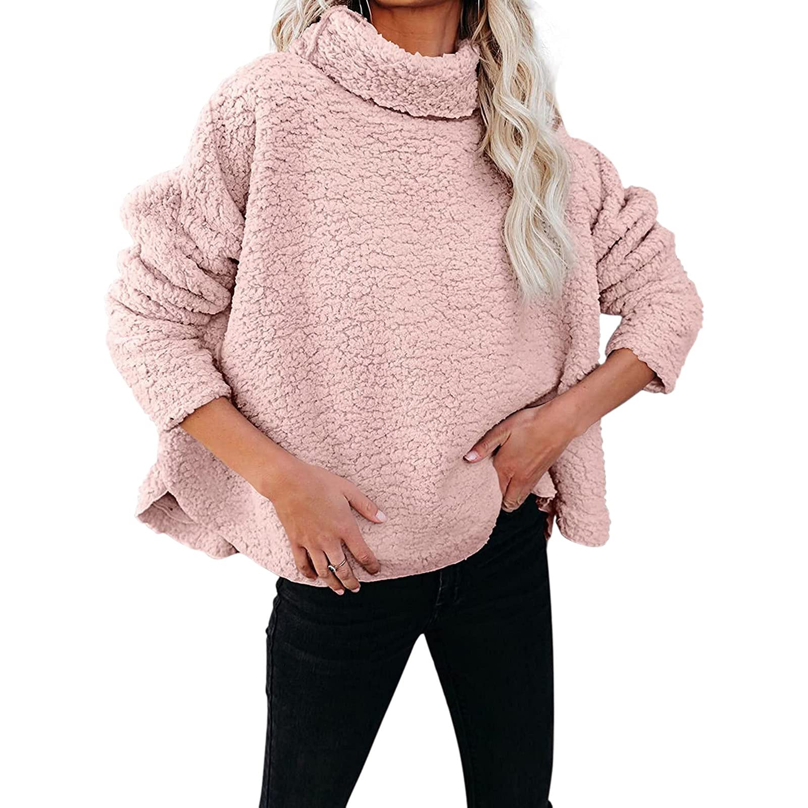 Women's Turtleneck Long Sleeve Asymmetric Hem Sweater - Soft Knit Pullover Top for Fall & Winter | Office Wear, Casual Outfits, Date Night Fashion