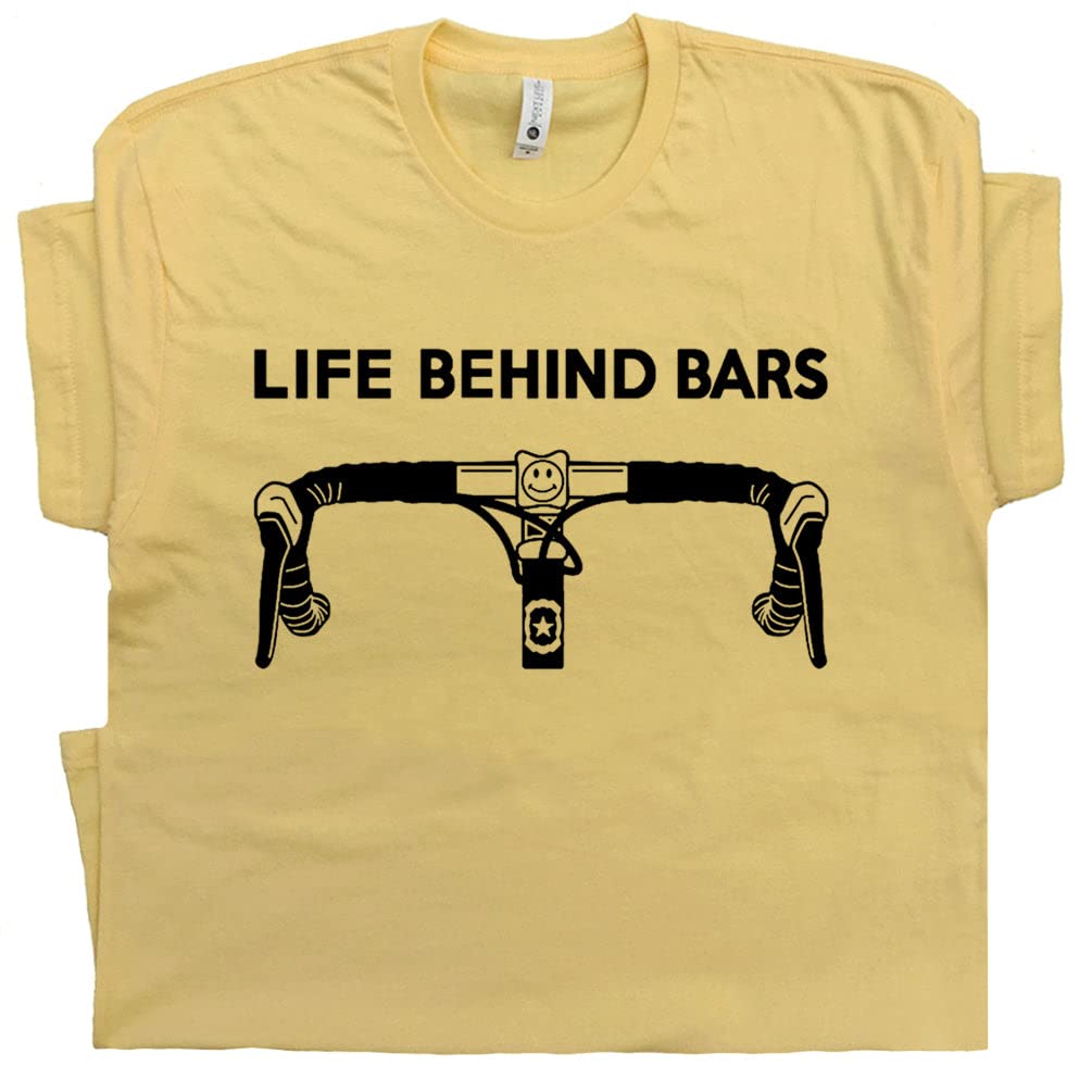 Funny Bicycle T-Shirt for Men & Women - Life Behind Bars Cycling Graphic Tee with Cool Street Biking Humor Saying | Perfect for Bike Rides, Cycling Events & Casual Wear