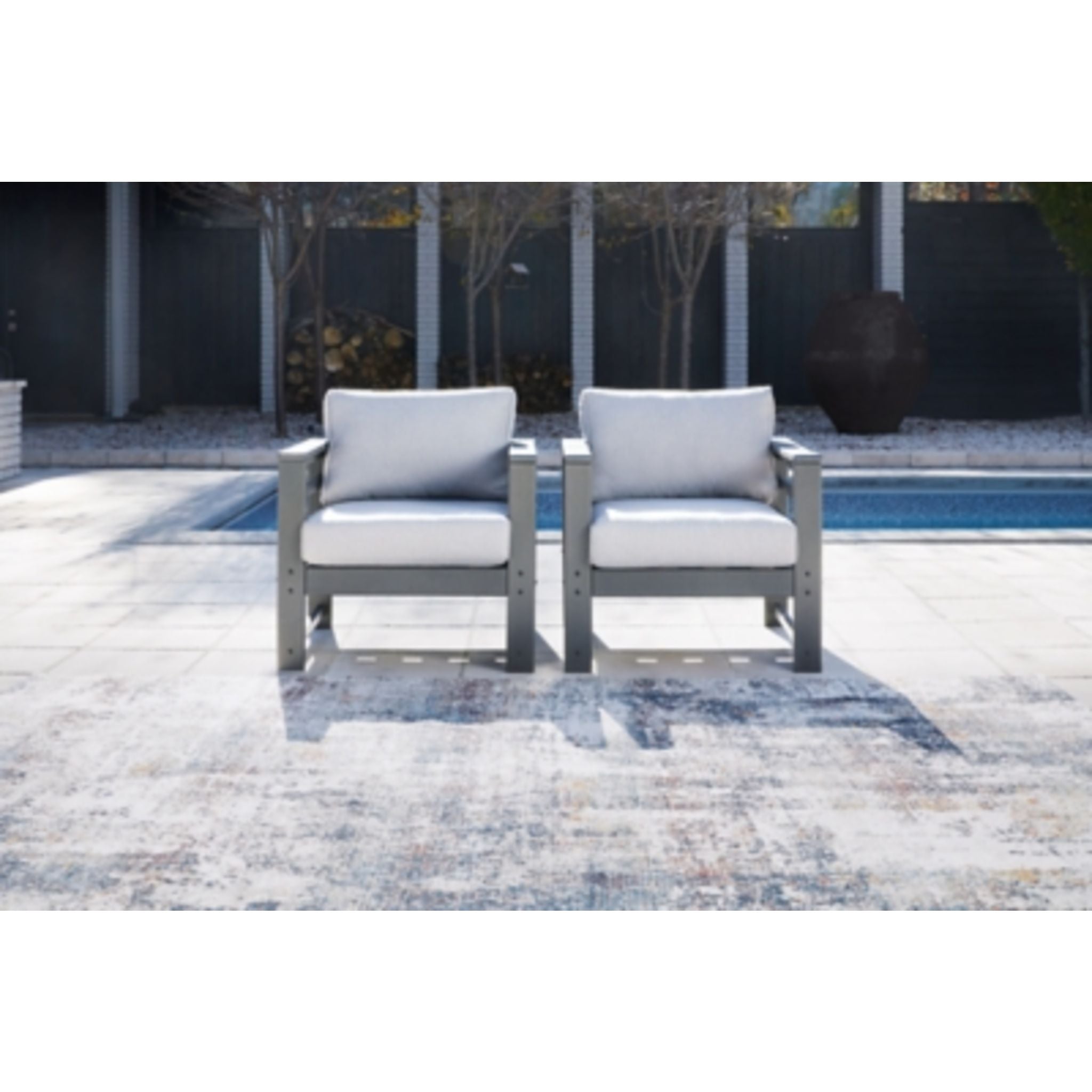 Amora Outdoor Lounge Chair with Cushion (Set of 2) - Water-Resistant, Foldable Patio Furniture for Poolside, Garden & Backyard Relaxation - Charcoal Gray