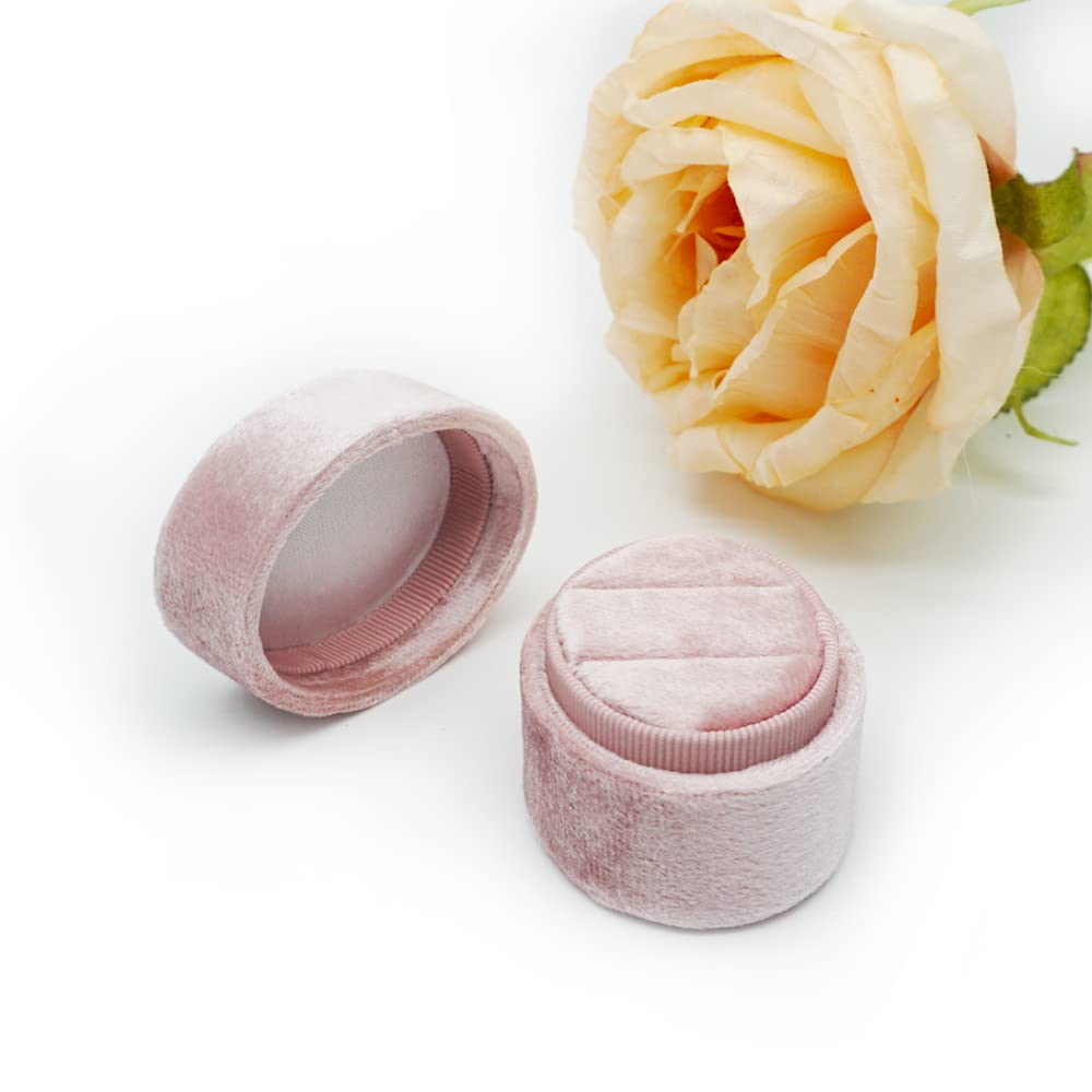 Neopai Wedding Ring Box - Small Velvet Ring Case with Double Slots (Blush Pink) - Perfect for Engagement, Proposal & Vow Renewal Ceremonies