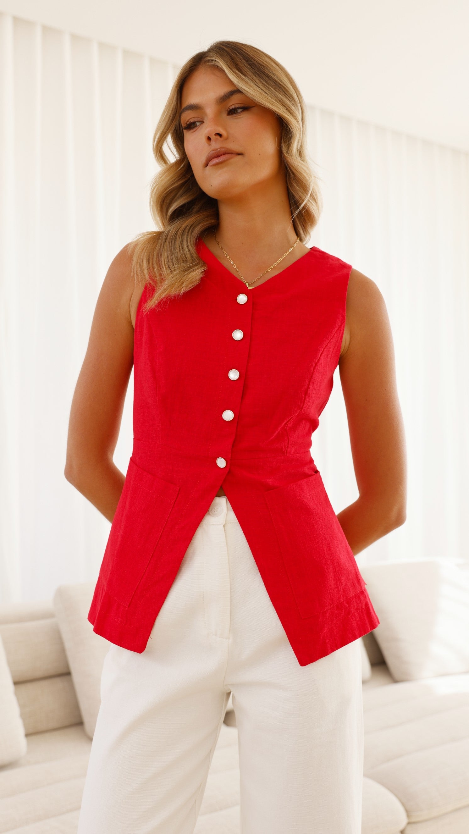 Amber Top Red - Stylish Women's Blouse for Casual Wear, Office & Evening Outfits