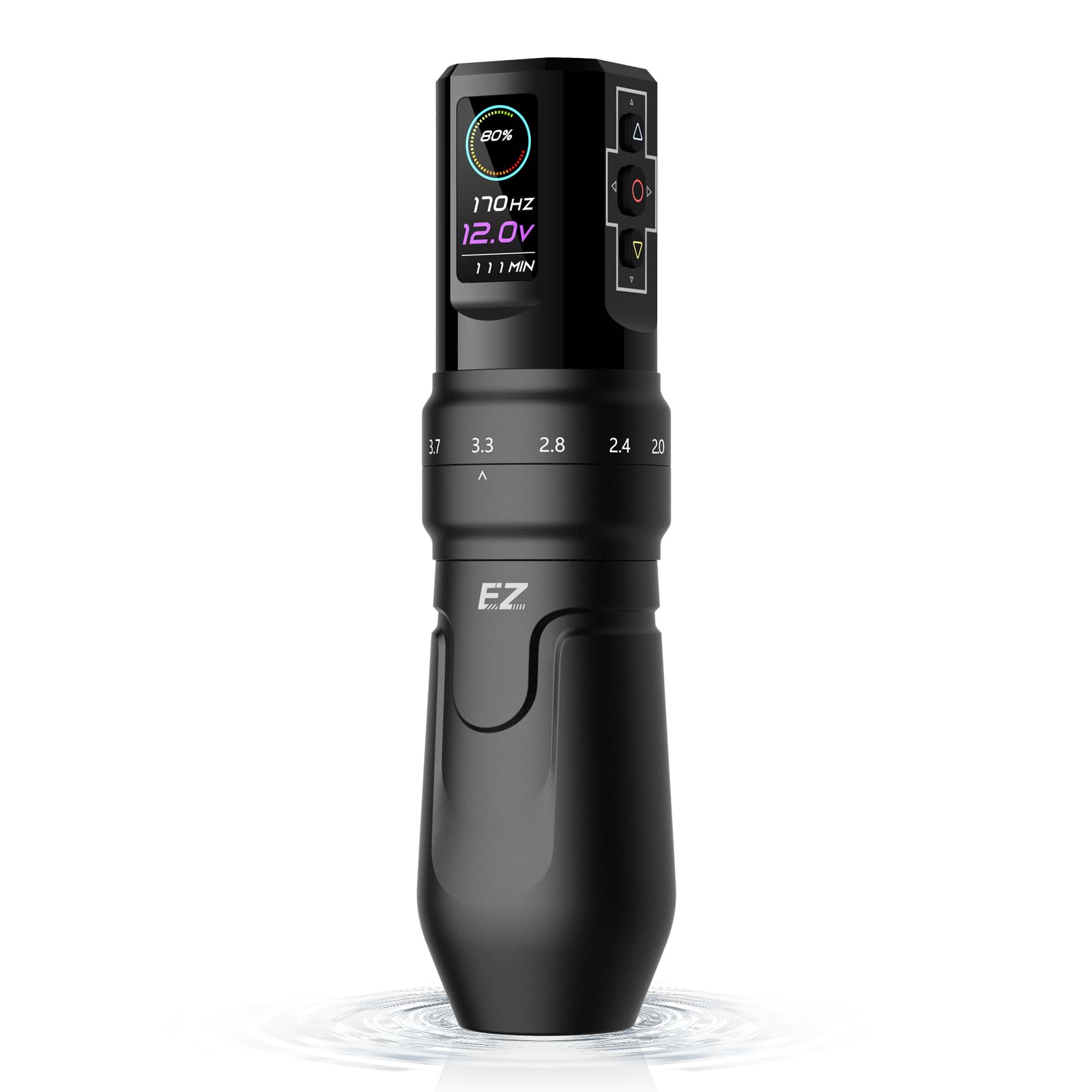 EZ P3 Pro Wireless Tattoo Machine Pen - Adjustable 6 Stroke Lengths (2.0-4.2mm) with OLED Digital Display & 1600mAh Battery - Professional Tattoo Gun for Artists (Matte Black) - Perfect for Line Work, Shading, and Detailed Tattooing