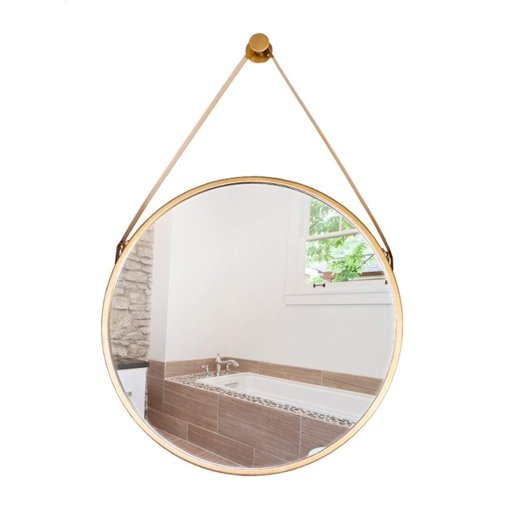 Vintage Gold Round Wall Mirror - 60cm Metal Bathroom Mirror for Vanity, Bedroom & Dressing Table - Decorative Makeup Mirror with Hanging Hardware - Perfect for Home Decor, Powder Rooms & Hallways