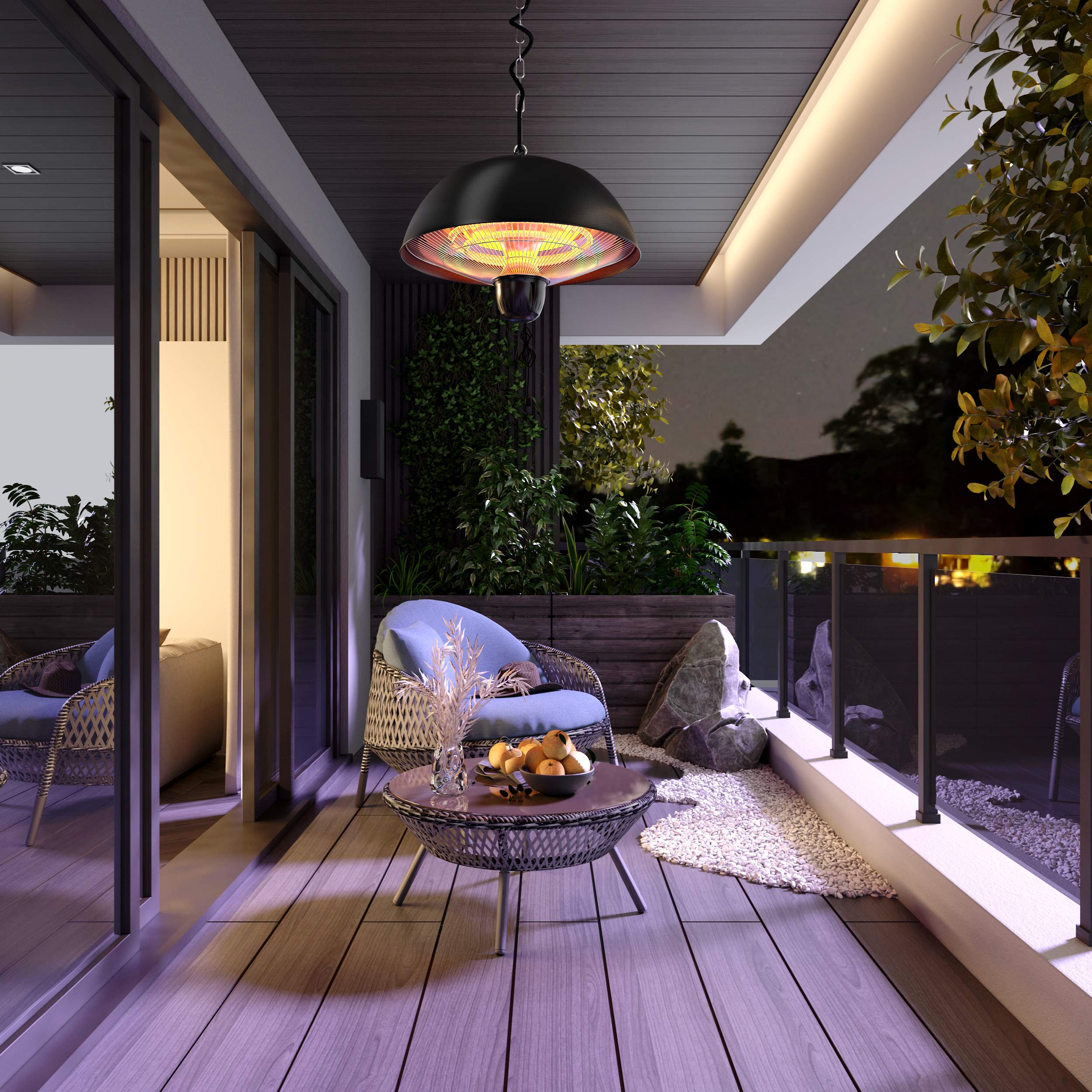 Outdoor Ceiling Mounted Infrared Heater - 600W/900W/1500W Adjustable Electric Patio Heater for Indoor & Outdoor Use - Perfect for Decks, Garages, and Covered Porches
