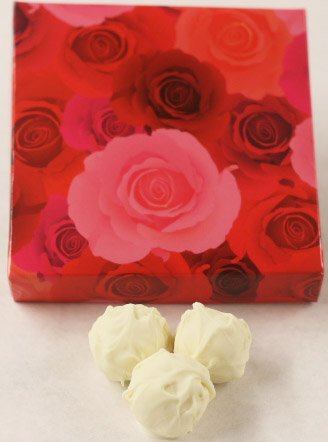 Scott's Cakes White Chocolate Covered Pistachio Butter Truffles - 1 Pound Gourmet Gift Box with Pink Roses - Perfect for Valentine's Day, Anniversary Gifts & Birthday Presents