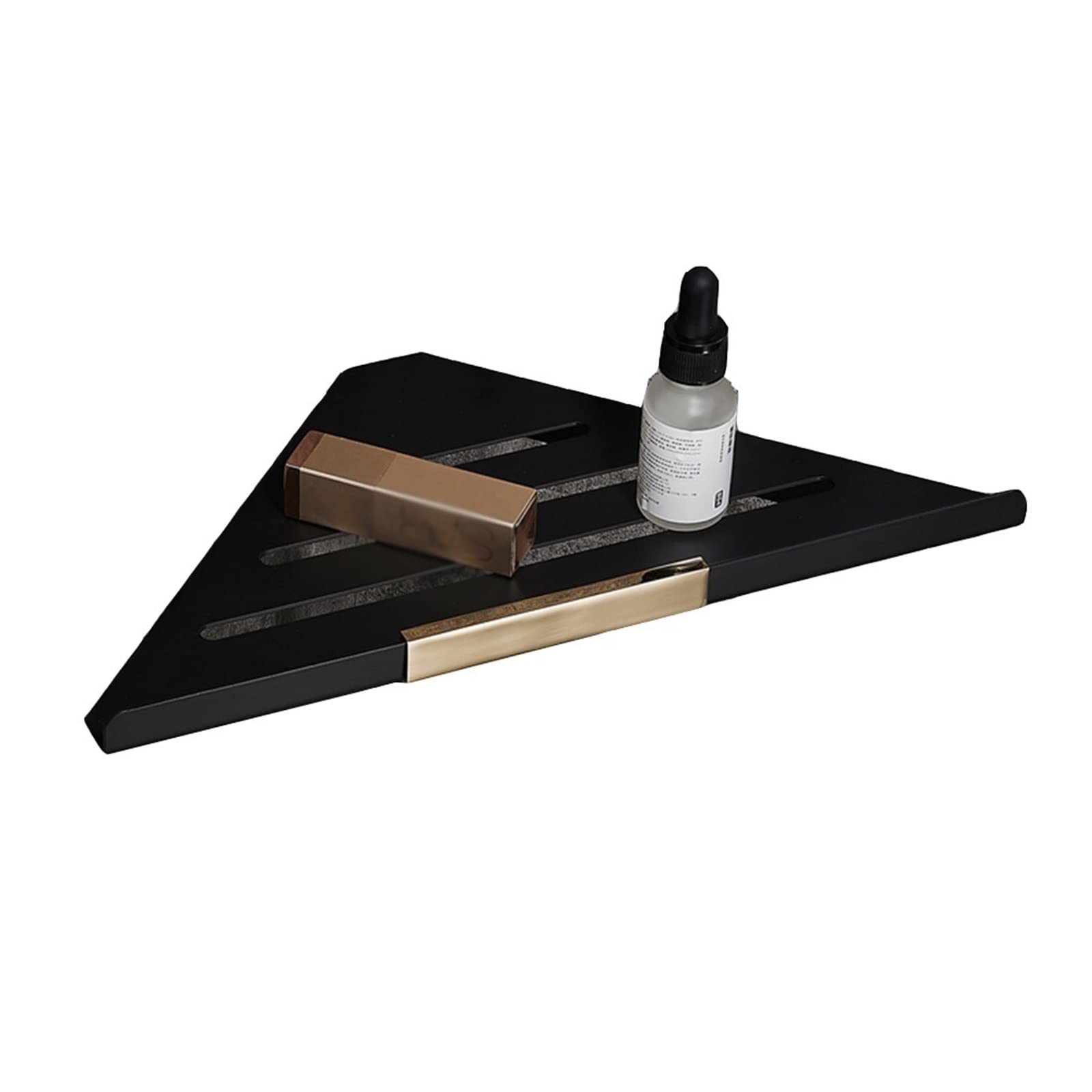 Stainless Steel Corner Shelf for Bathroom - Triangle Wall-Mounted Storage Rack with Drainage Holes (Black, 31.5 x 19cm) - Perfect for Shower, Kitchen, or Small Space Organization