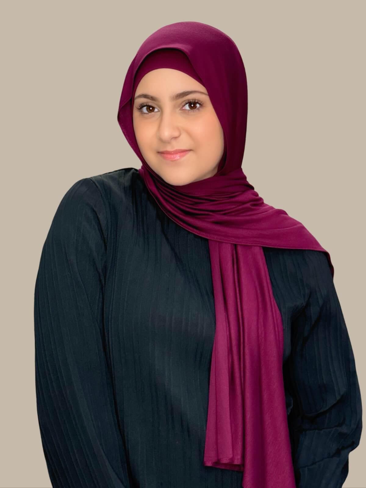 Modish Girl Premium Jersey Hijab Burgundy - Soft & Comfortable Muslim Scarf for Women - Perfect for Daily Wear, Prayer, and Special Occasions