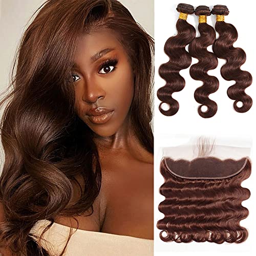 Light Brown Body Wave Bundles with Lace Frontal