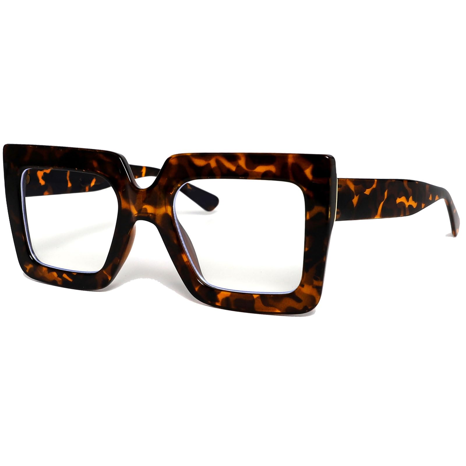 Blue Light Blocking Glasses for Women & Men - Classic Square Non-Prescription Eyewear with Thick Frame | Computer, Gaming & Reading Glasses for Eye Strain Relief