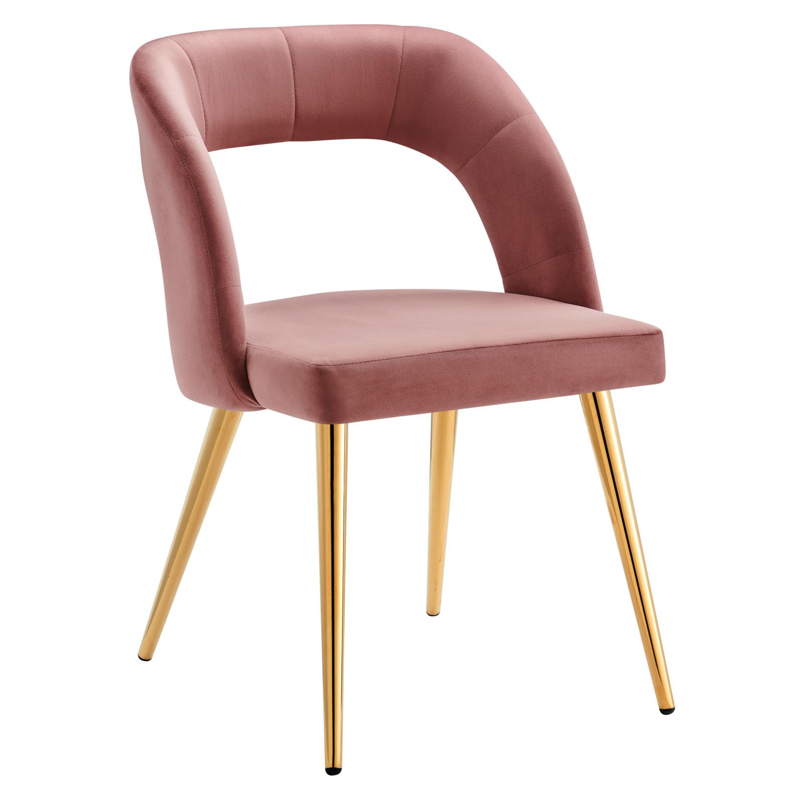 Modway Performance Velvet Dining Chairs - Set of 2, Gold Dusty Rose Upholstered Seats for Kitchen, Dining Room & Home Decor