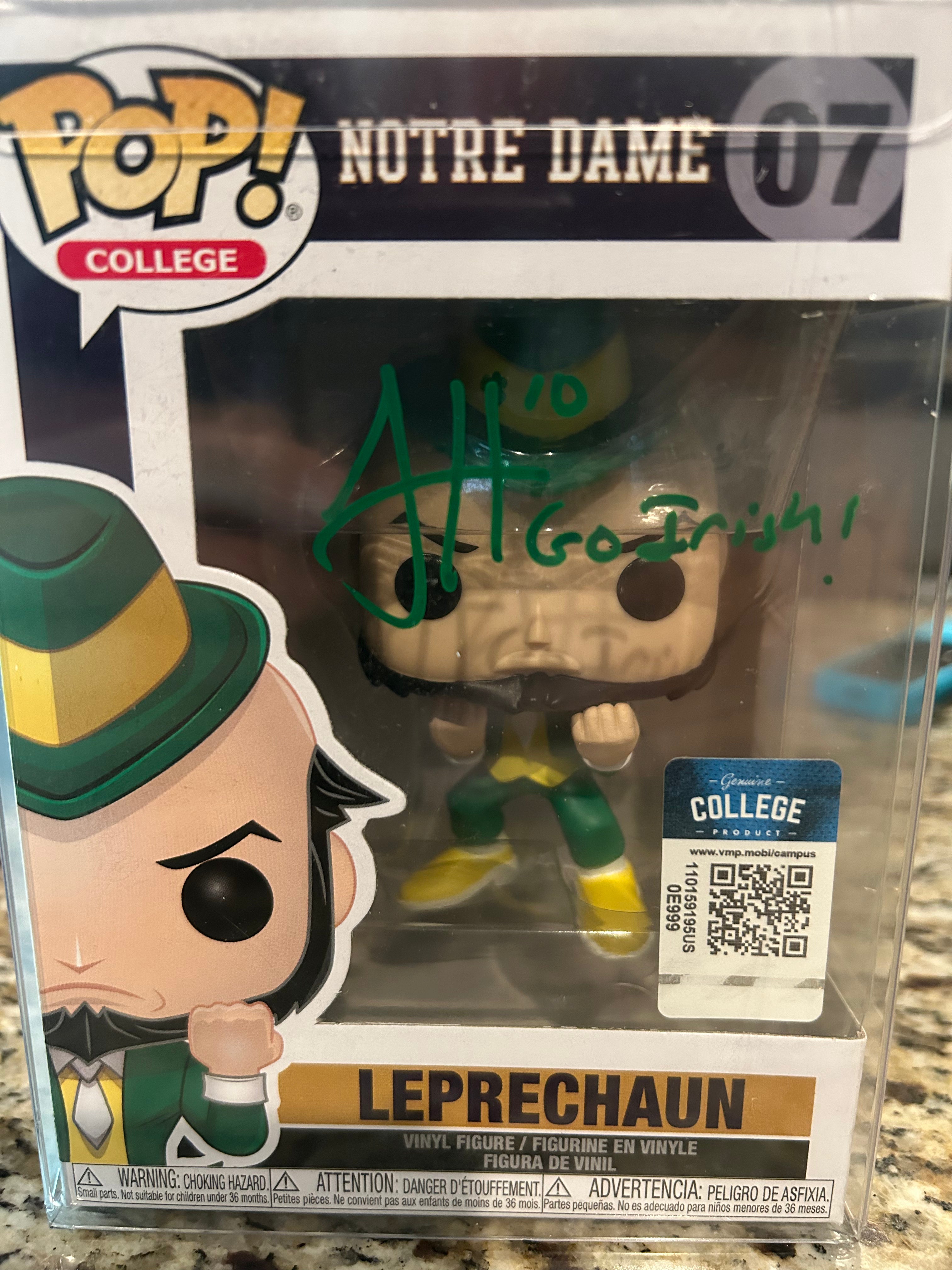 Sam Hartman Autographed Notre Dame Fighting Irish #07 Leprechaun Funko Pop Vinyl Figure - JSA Certified with 
