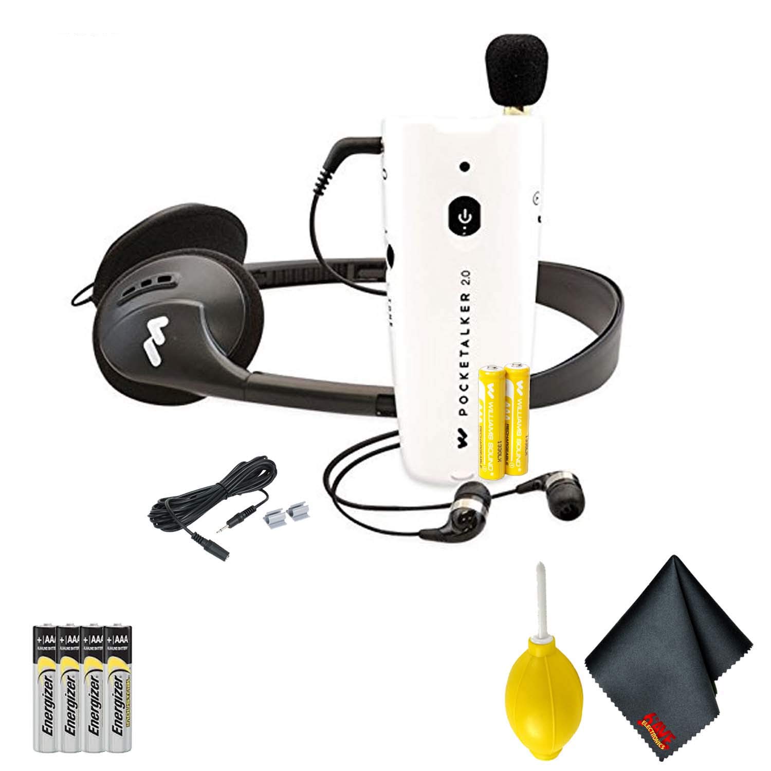 Williams Sound Pocketalker 2.0 Personal Hearing Amplifier - Rechargeable Hearing Aid Device with Noise Reduction & Volume Control - Includes Extra Batteries & Cleaning Kit - Perfect for Seniors, TV Watching & Conversations