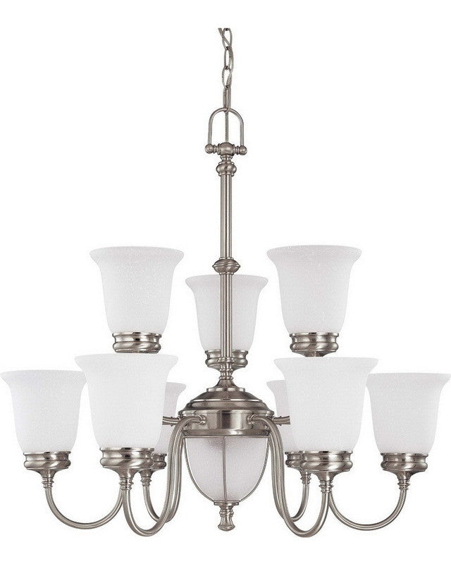 Nuvo Lighting 60 2809 Salem Collection 11-Light Chandelier in Brushed Nickel Finish - Elegant Dining Room & Foyer Lighting Fixture for Modern Homes