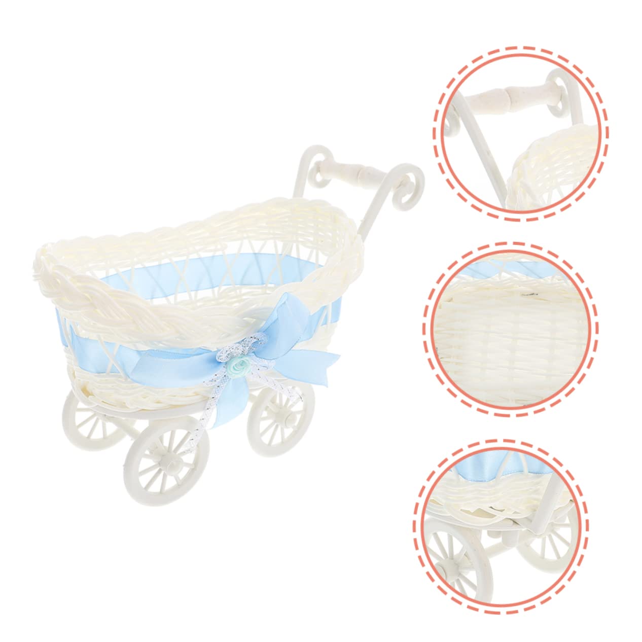 CRILSTYLEO 2-Pack Woven Mesh Storage Baskets - Trolley Shaped Baby Shower Candy Containers, Party Decorations & Favors for Home Organization, Nursery, Wedding, Birthday Celebrations