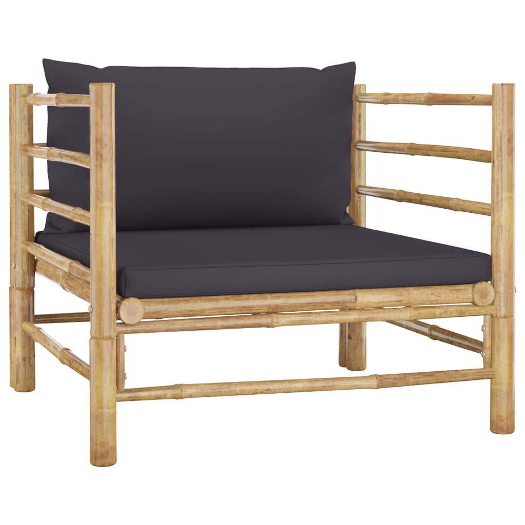 vidaXL Outdoor Bamboo Patio Sofa Set with Dark Gray Cushions - Lightweight Modular Garden Furniture for Terrace, Deck & Backyard | Perfect for Lounging, Entertaining & Relaxing in Your Outdoor Space