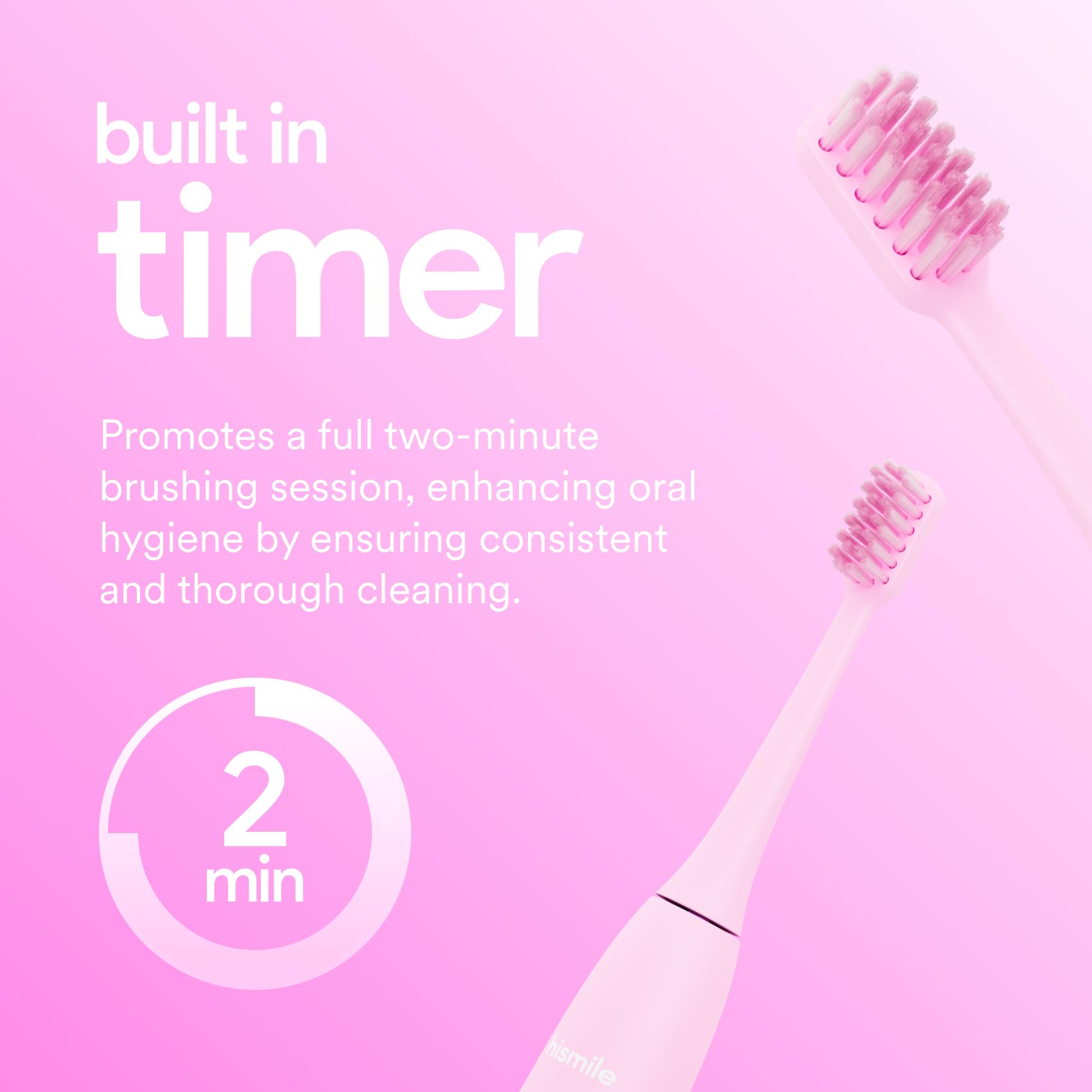 HiSmile Rechargeable Electric Toothbrush for Adults & Kids - 3 Brushing Modes with Smart Timer, Soft Tapered Bristles & Mode Memory (Pink) | Perfect for Travel, Home & Family Oral Care