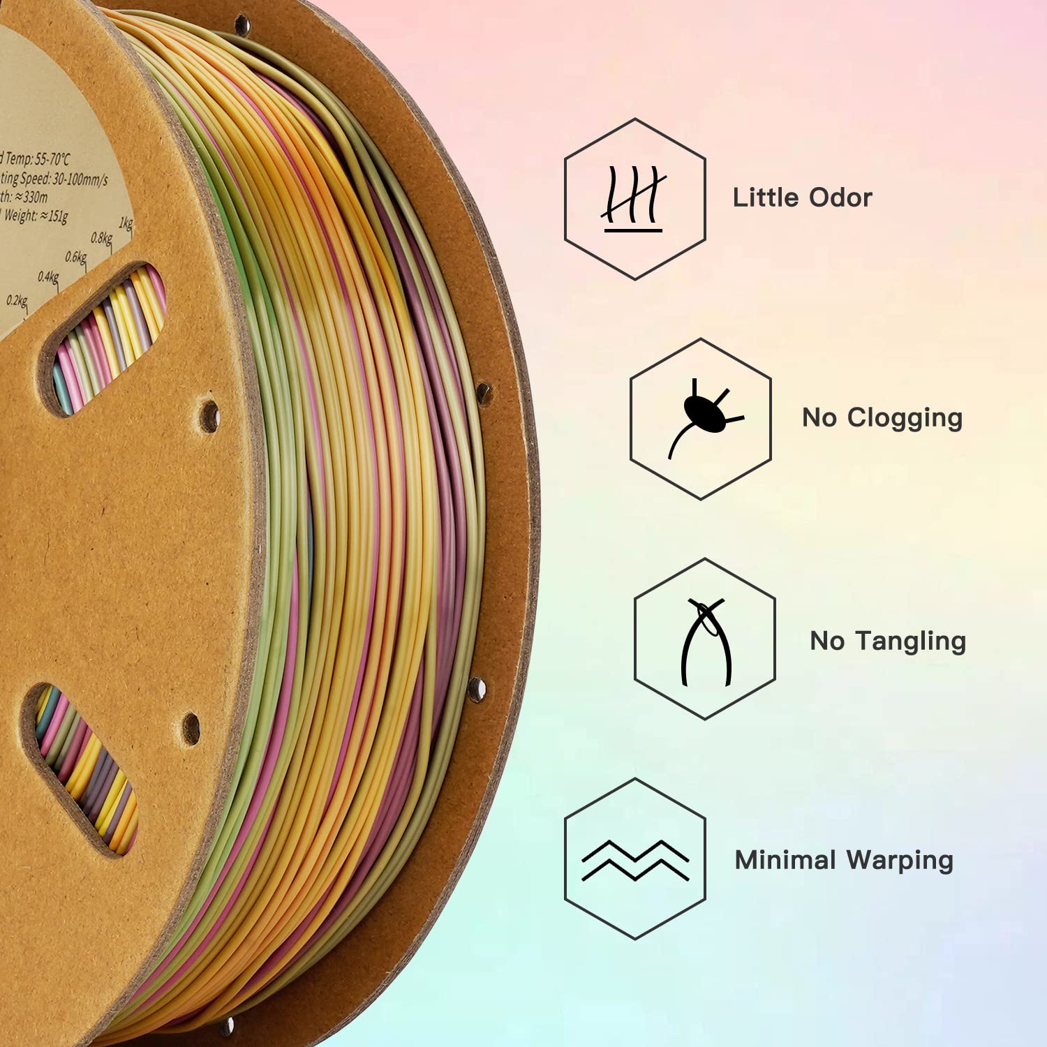 ERYONE 1.75mm Metal Luster Silk Rainbow PLA Filament for 3D Printing - High Precision +/-0.03mm, 1kg (2.2LBS) Spool - Perfect for Cosplay Props, Jewelry & Decorative Models