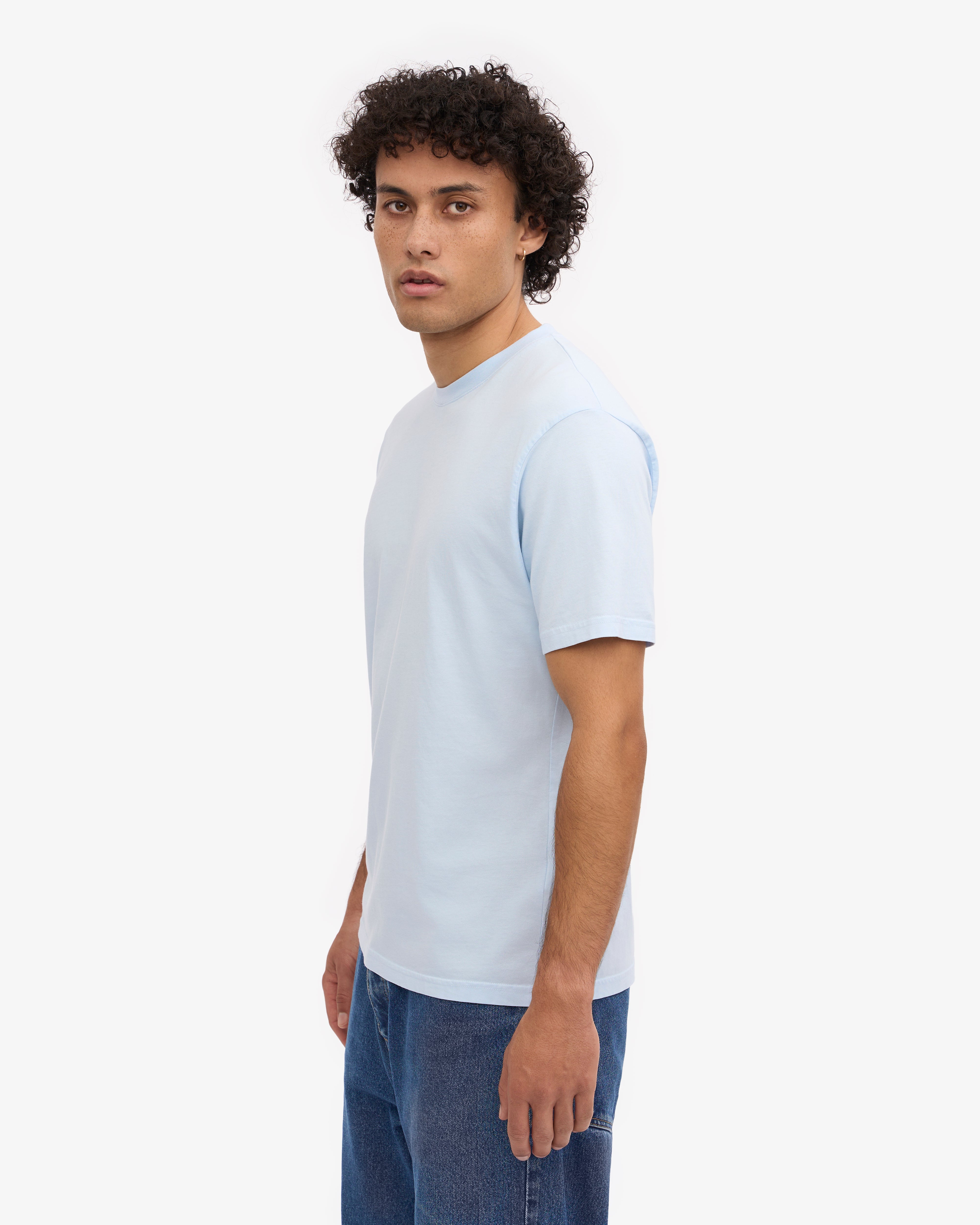Classic Organic Cotton T-Shirt for Men & Women - Soft Polar Blue Crewneck Tee - Eco-Friendly Casual Wear for Everyday Outfits & Lounge