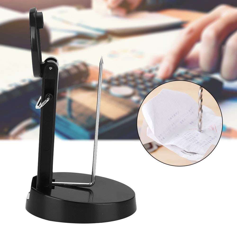 Black Metal Receipt Spike Holder for Office & Restaurant - Bill Fork, Memo & Check Organizer with Straight Rod - Perfect for Organizing Invoices, Notes & Orders