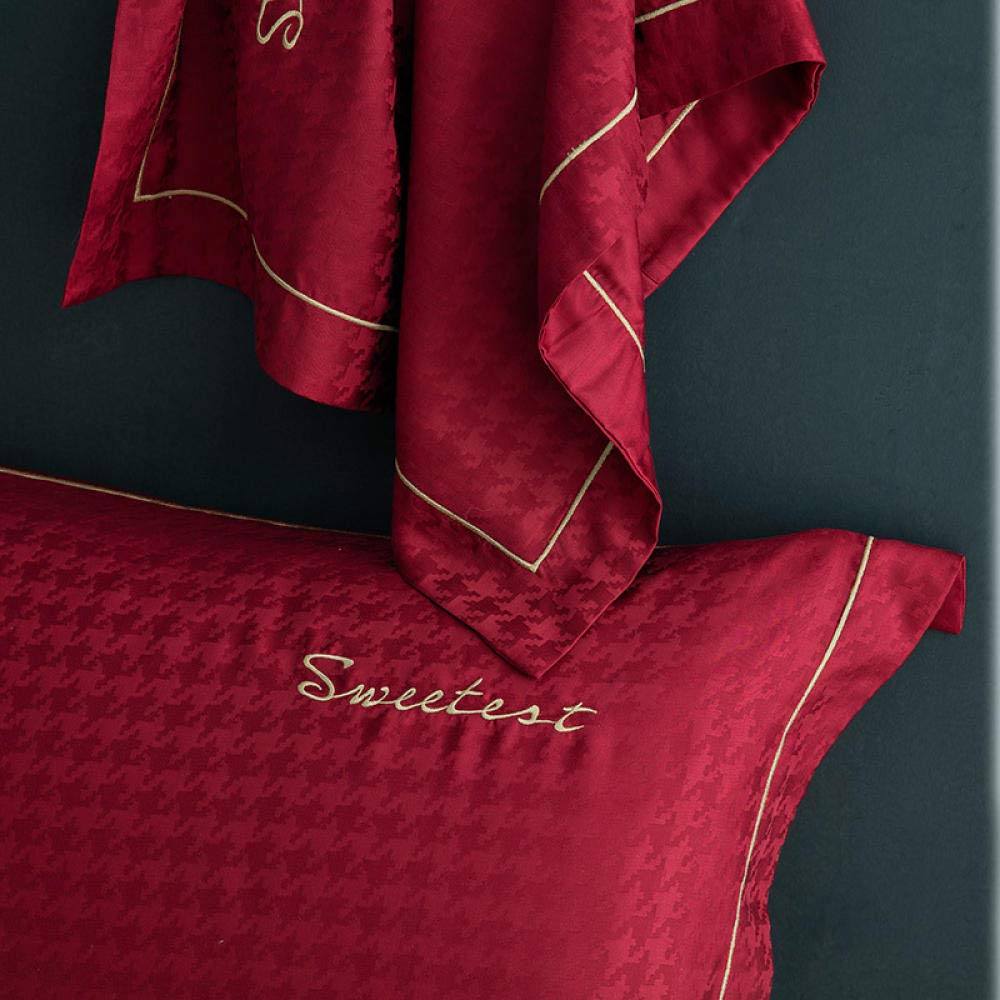 Luxury 60 Lenzing Tencel 4-Piece Bedding Set with Embroidery - Soft & Breathable Queen Size Bed Sheets - Perfect for Master Bedroom & Guest Room Decor