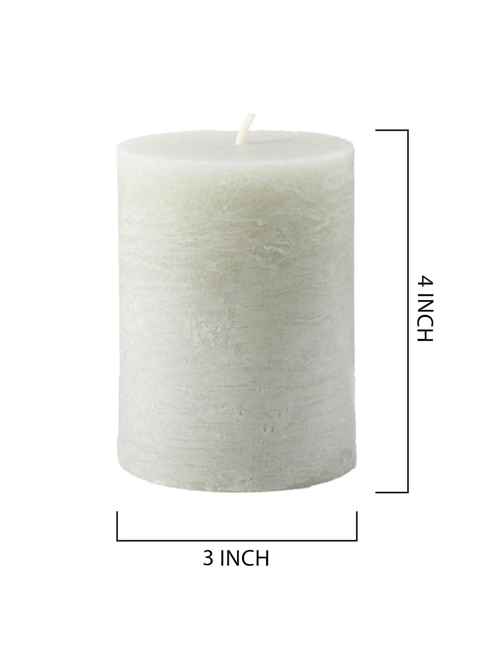 Set of 4 Rustic Cement Green Pillar Candles - 3