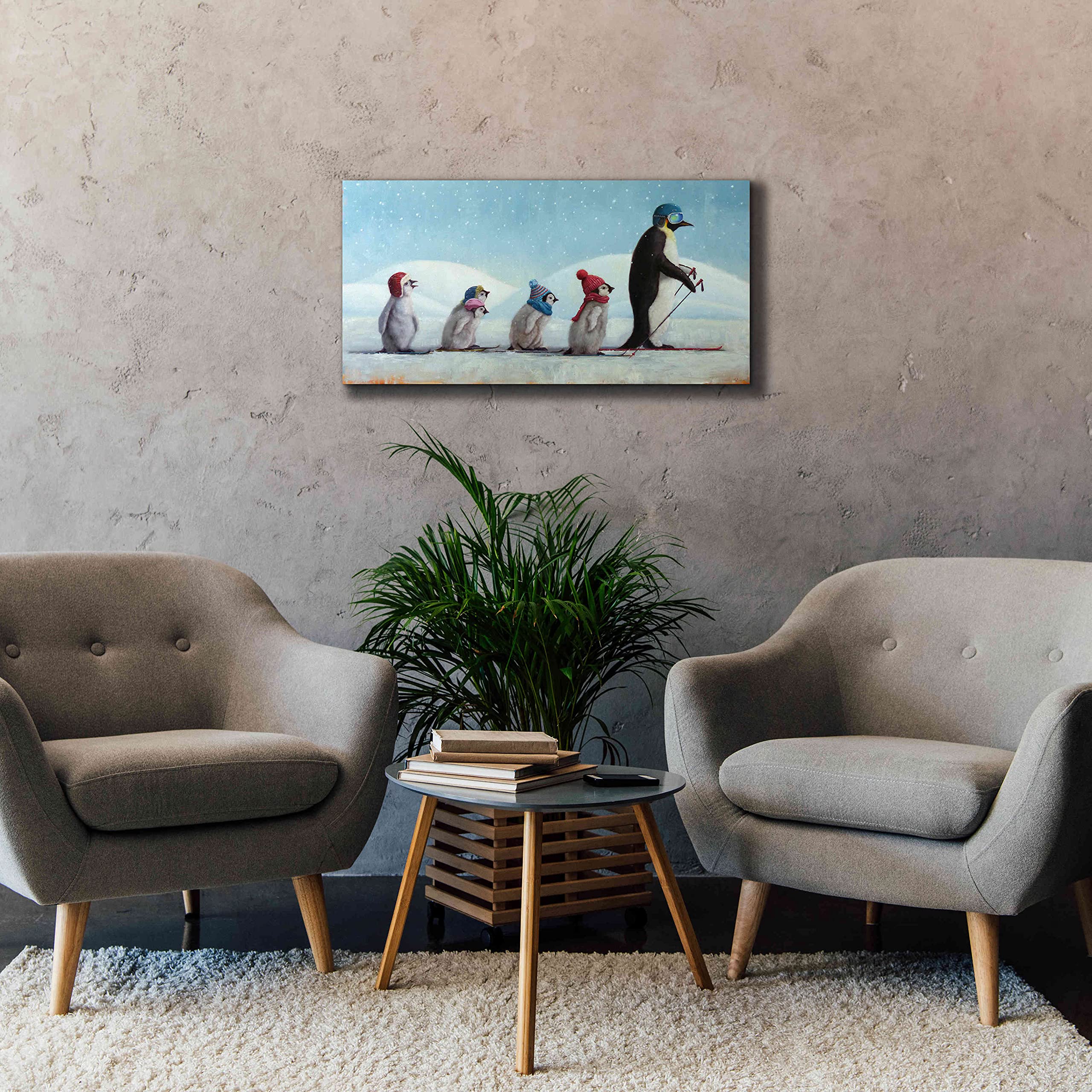 Epic Graffiti 'Ski School' by Lucia Heffernan - 40x20 Inch Canvas Wall Art Painting, Modern Home Decor for Living Room, Bedroom & Office