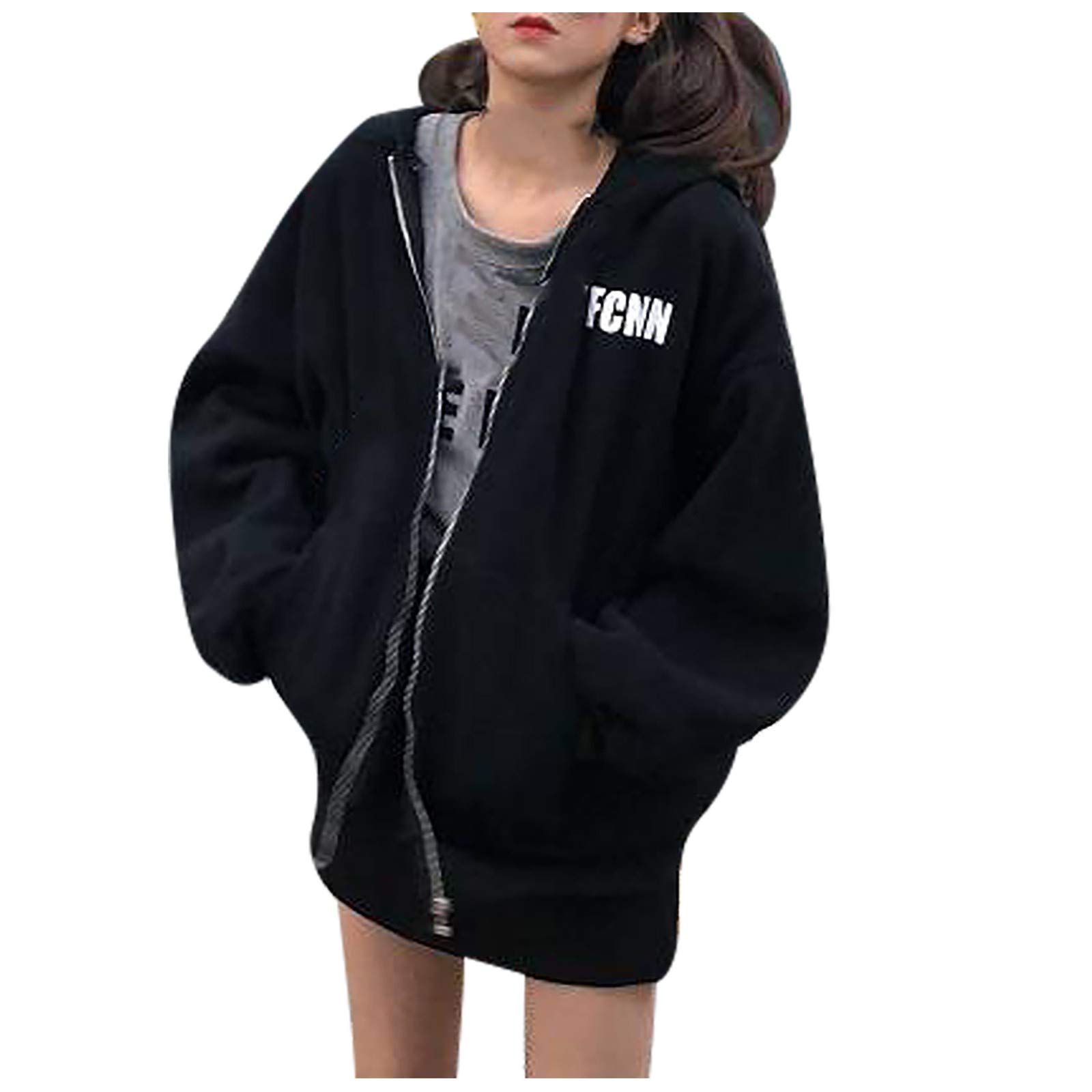 Women's Spring Cardigan with Hood & Zip - Long Sleeve Loose Open Front Coat for Daily Wear | Perfect for Office, Casual Outings & Layering
