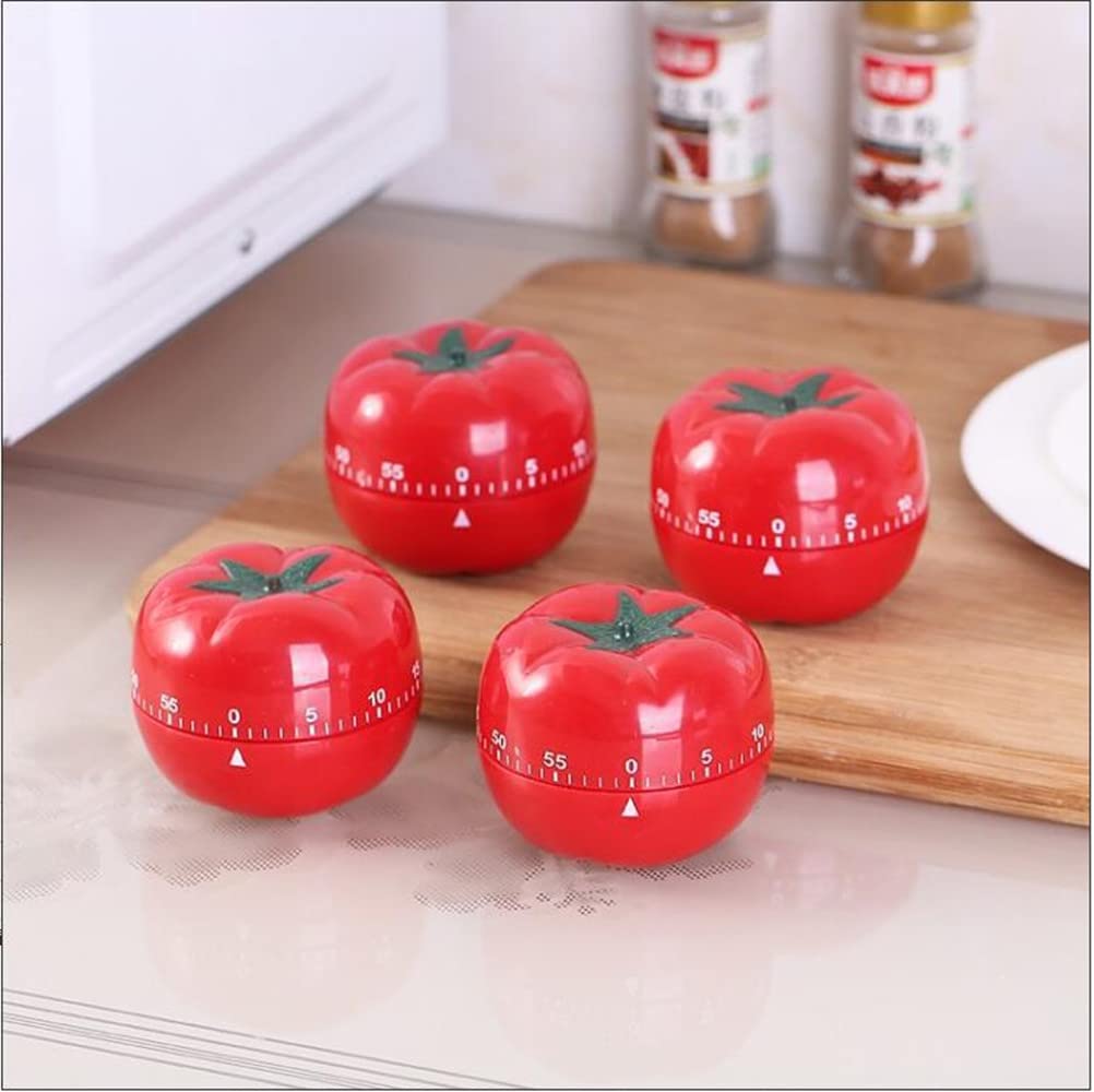 KOWAKA Cute Kitchen Timer - 60 Minute Mechanical Countdown Clock with Hours & Minutes - Kawaii Fruit Design (Tomato) - Perfect for Cooking, Baking, Studying & Kids Activities