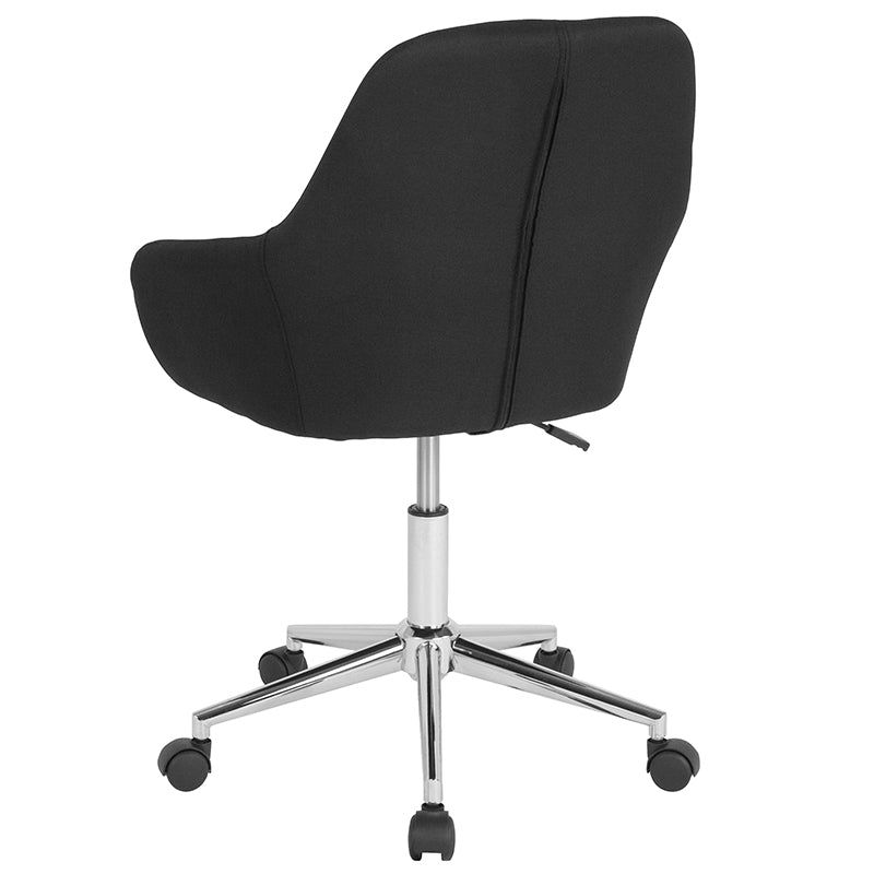 FLASH Cortana Ergonomic Mid Back Office Chair - Black Fabric Mesh for Home & Workspace - Comfortable Desk Chair for Long Hours Sitting & Productivity