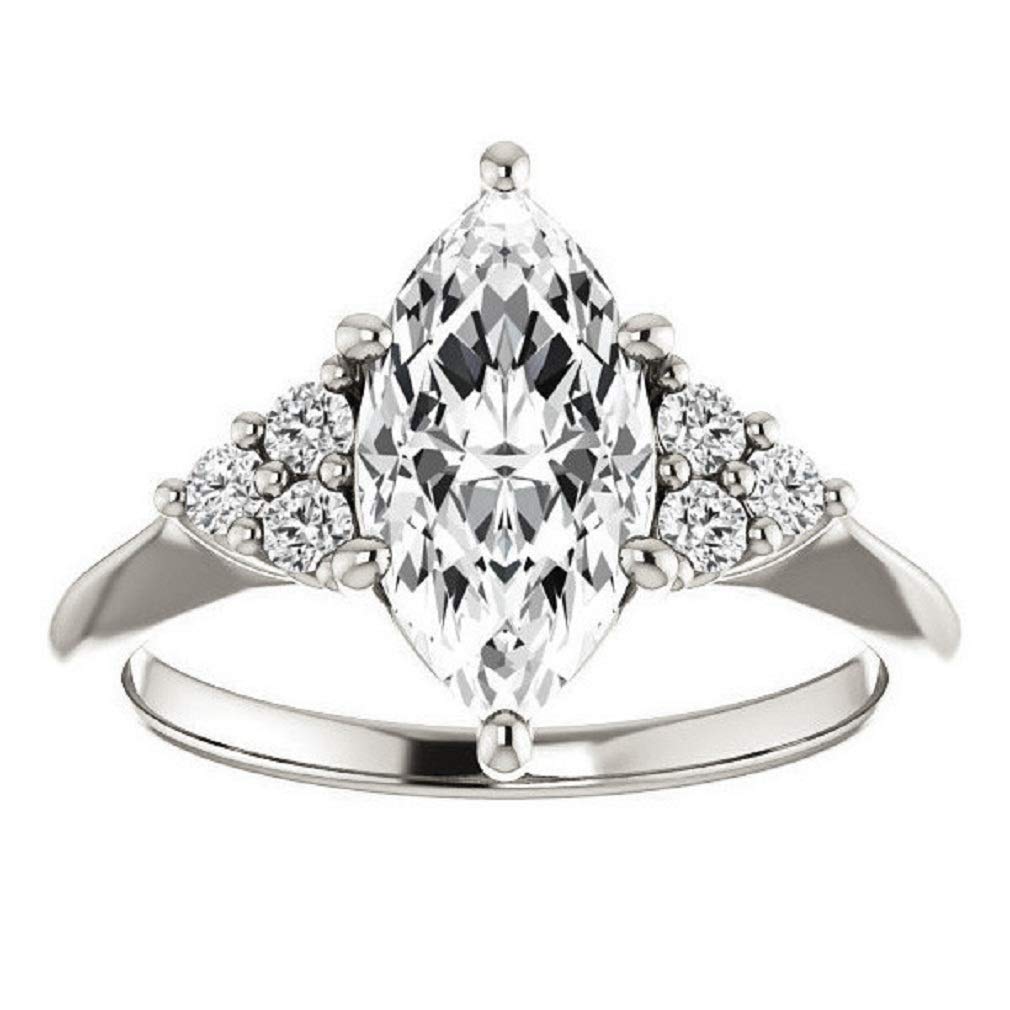3.00CT Marquise Cut VVS1 Colorless Moissanite Engagement & Wedding Ring Set - 925 Sterling Silver Bridal Jewelry, Perfect Gift for Anniversaries & Proposals