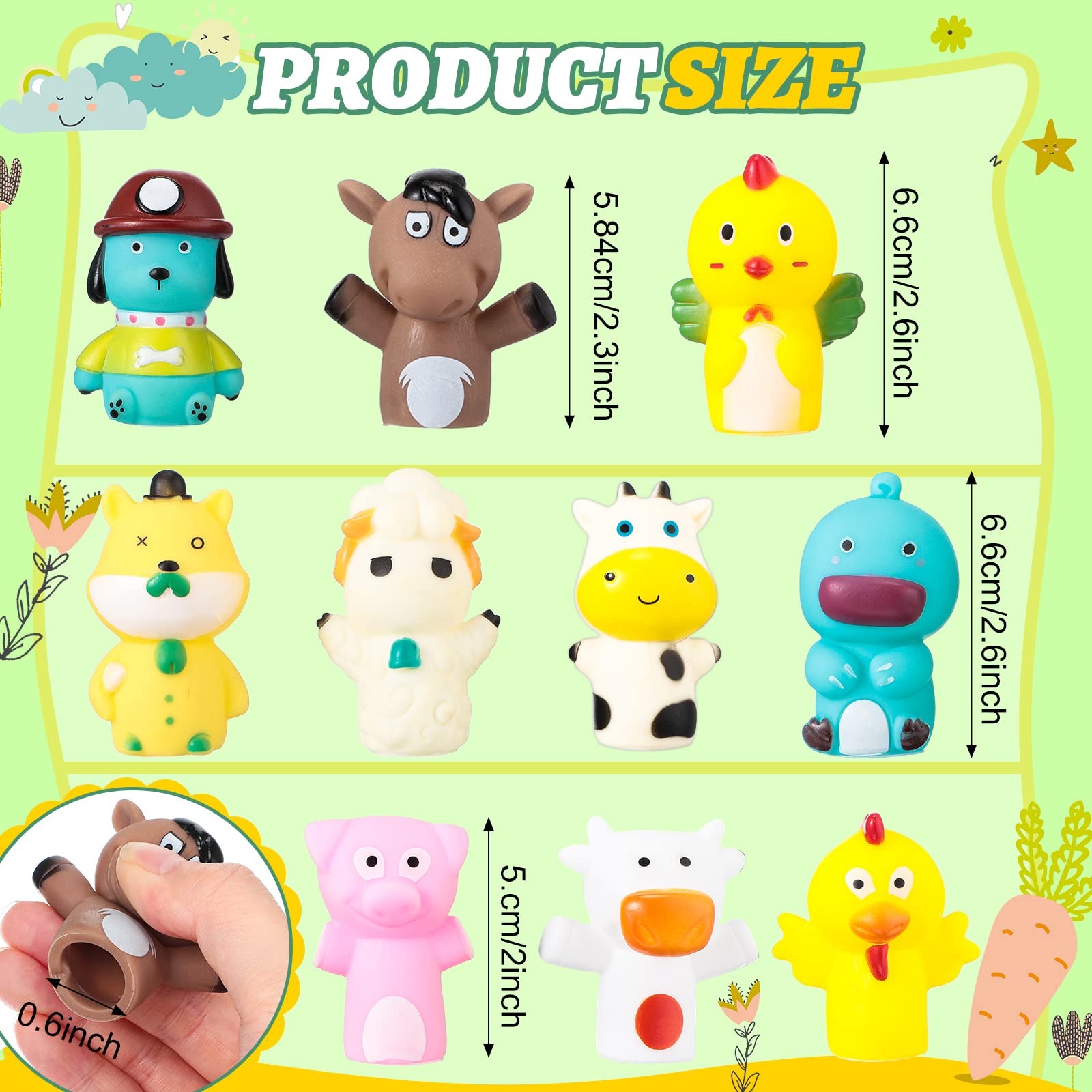10Pcs Farm Animal Finger Puppets - Rubber Easter Basket Stuffers & Egg Fillers, Fun Bath Toys & Birthday Party Favors for Kids Toddlers Boys Girls | Perfect for Storytelling, Pretend Play & Early Childhood Education