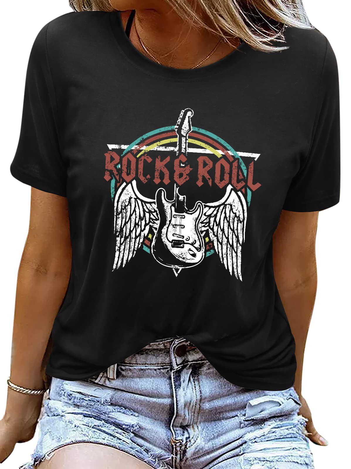 Vintage Rock and Roll T-Shirts for Women - Retro Band Graphic Tees, Funny Country Music Shirts, Casual Short Sleeve Tops | Perfect for Concerts, Music Festivals & Casual Wear