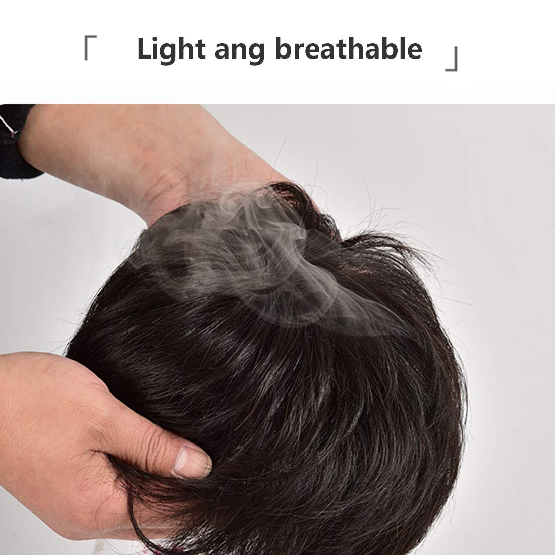 Natural Black Human Hair Toupee for Men with Hair Loss - Slik Base 6.3x7inch Clip-in Hair Topper & Hairpiece Extension | Perfect for Daily Wear, Special Occasions & Hair Volume Enhancement