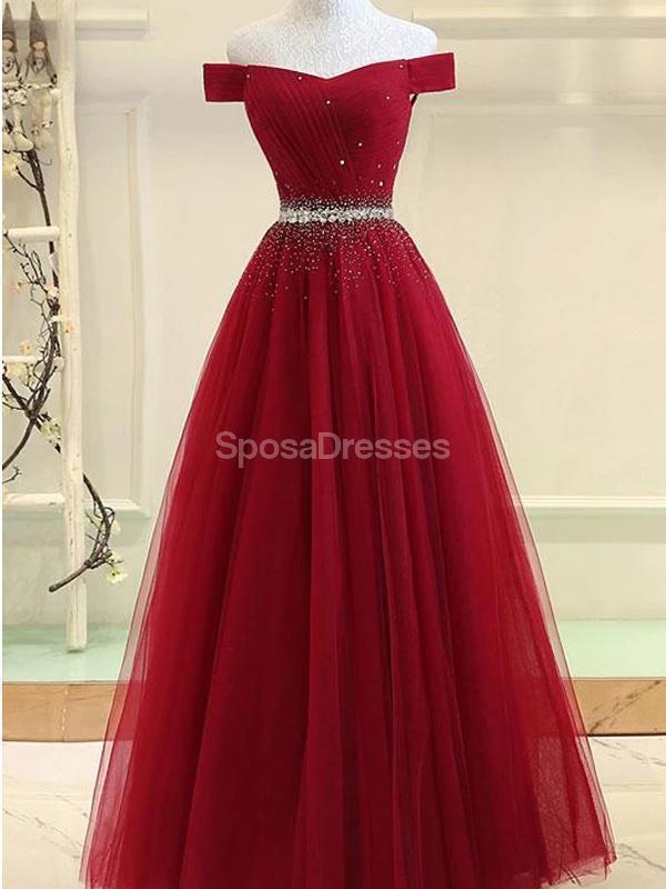 Sparkling Off Shoulder Rhinestone Beaded Red Long Evening Gown - Elegant Prom & Formal Party Dress 12317 | Perfect for Homecoming, Prom Night, Wedding & Black Tie Events