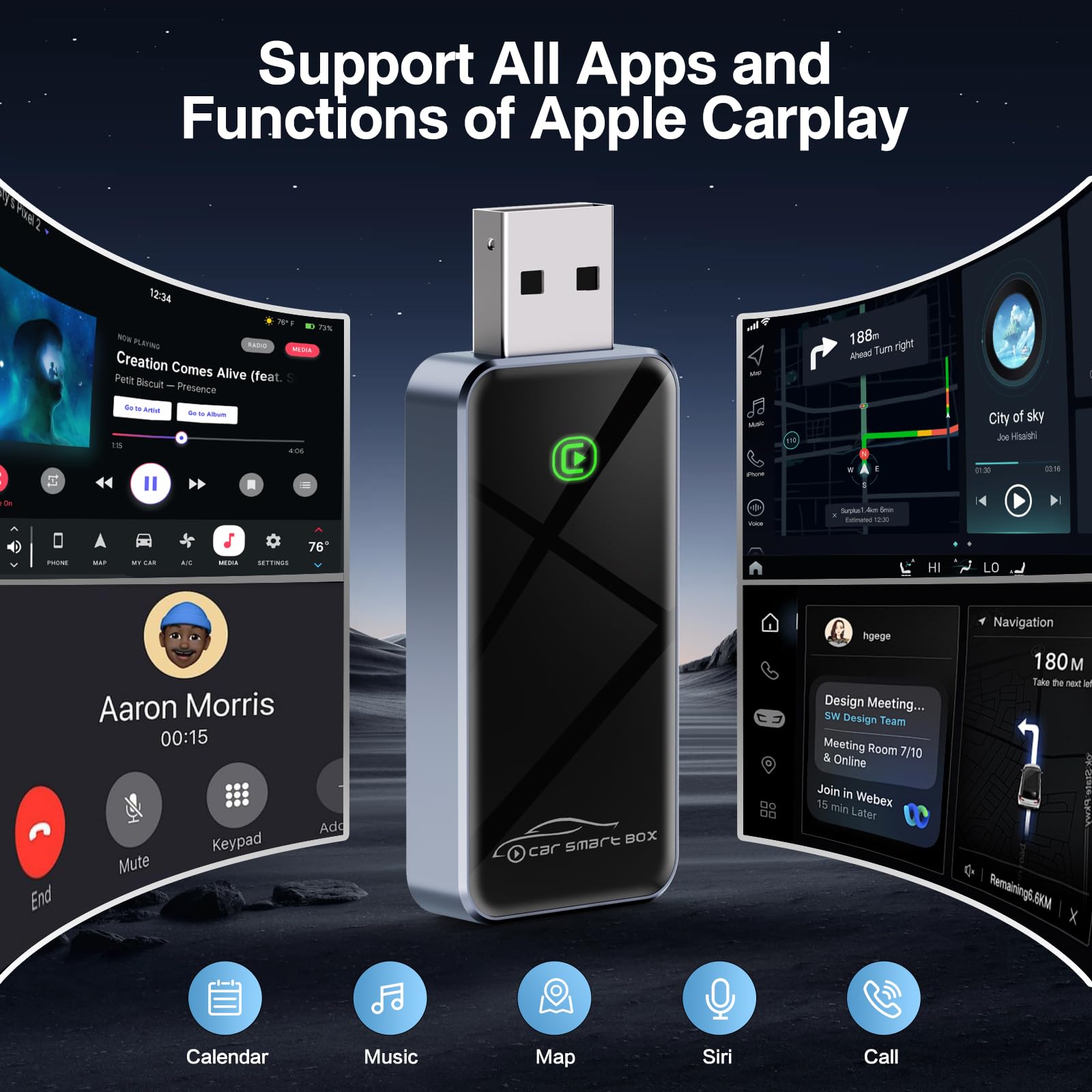 Wireless CarPlay Adapter for iPhone - 2025 Slim Edition | Plug & Play | Converts Wired to Wireless CarPlay | Compatible with iOS 10+ | Fast & Stable Connection | Perfect for Commuting, Road Trips & Daily Driving (Black)