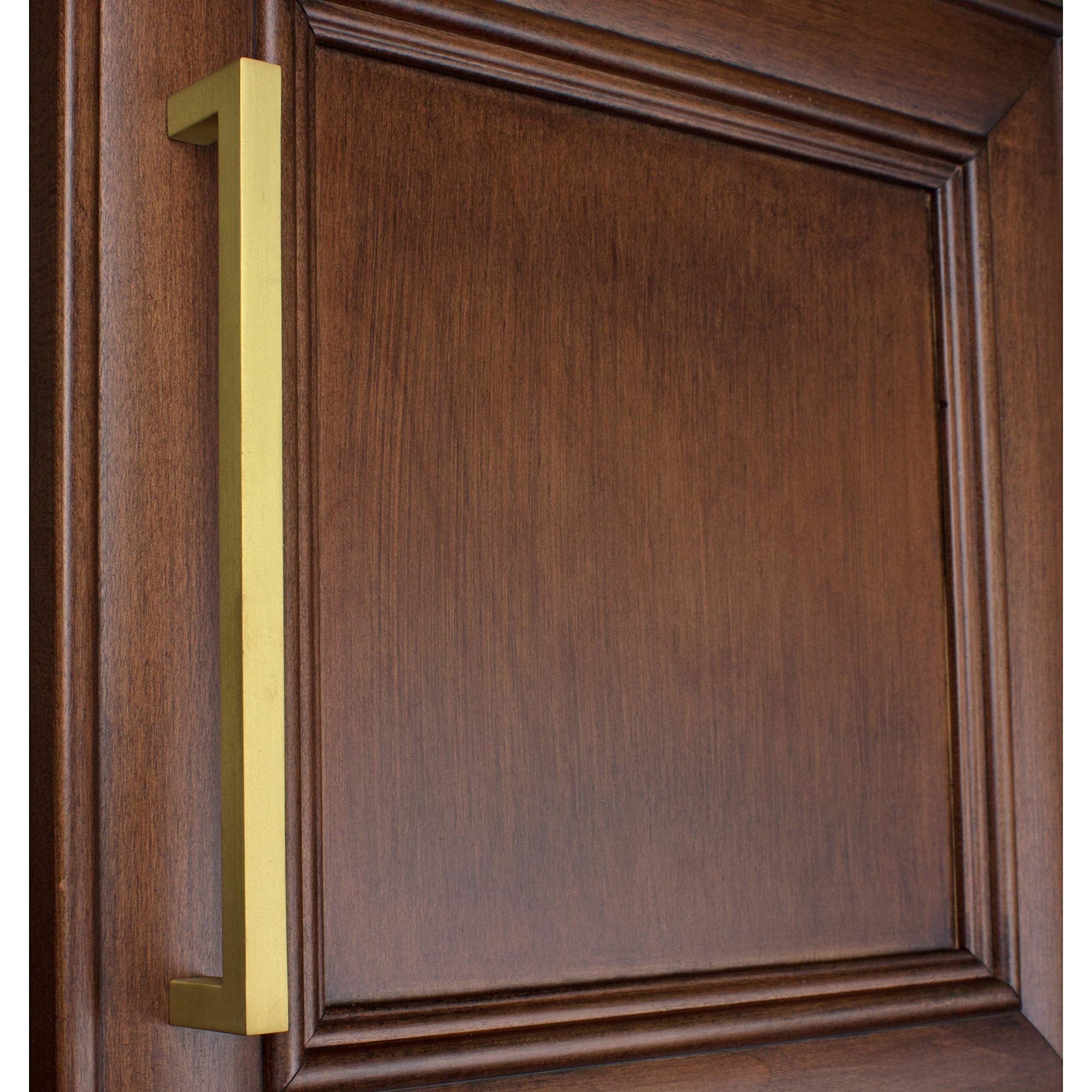 GlideRite 7.56-inch Satin Gold Cabinet Bar Pull Handle - Solid Square Design - Pack of 25 - Perfect for Kitchen Cabinets, Bathroom Vanities & Furniture Drawers