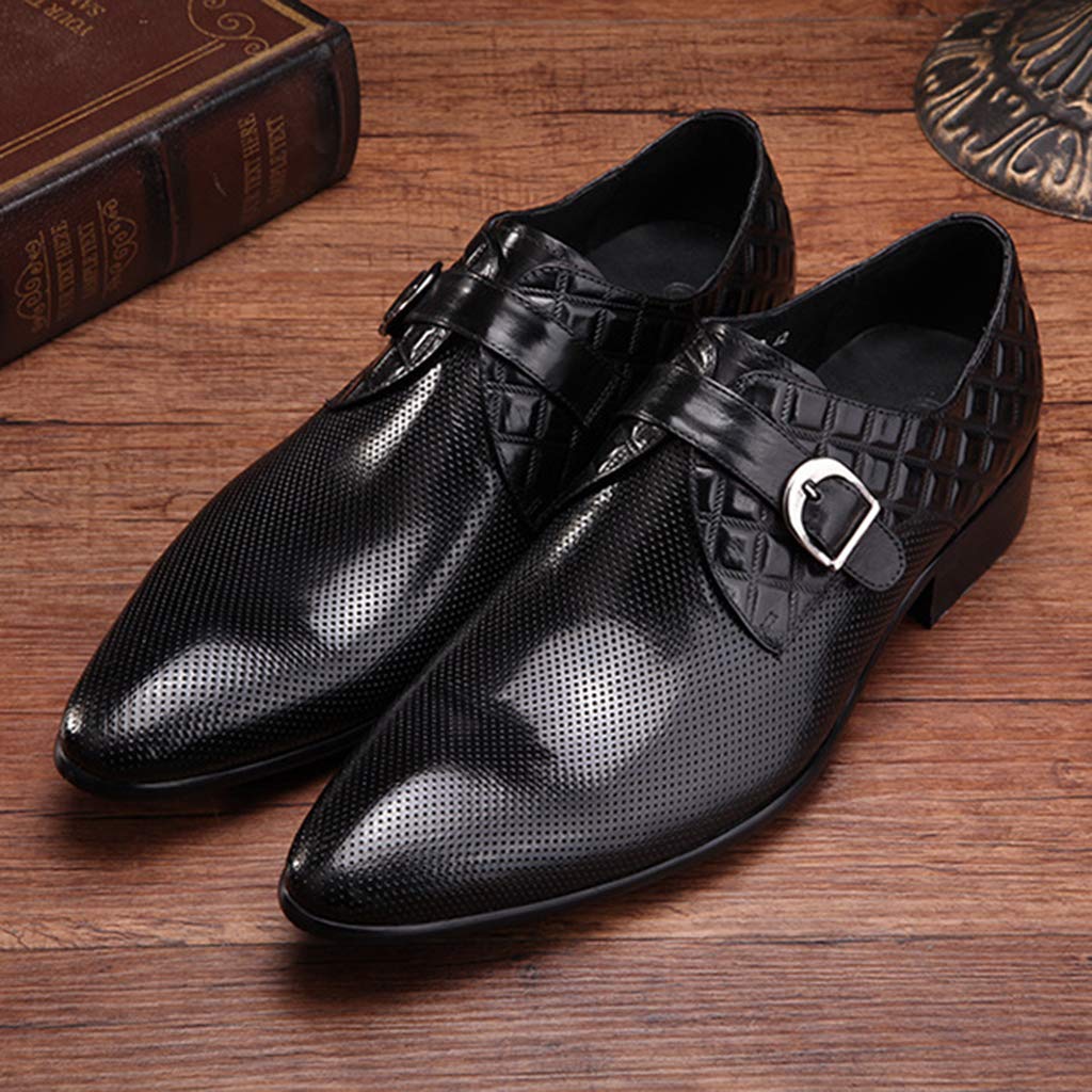 Men's Monk Strap Dress Shoes - Genuine Leather Oxford Business Casual Shoes for Office, Work, Party & Banquet - Black Size 42/UK 8/US 8.5 - Perfect for Professional Workwear & Formal Events