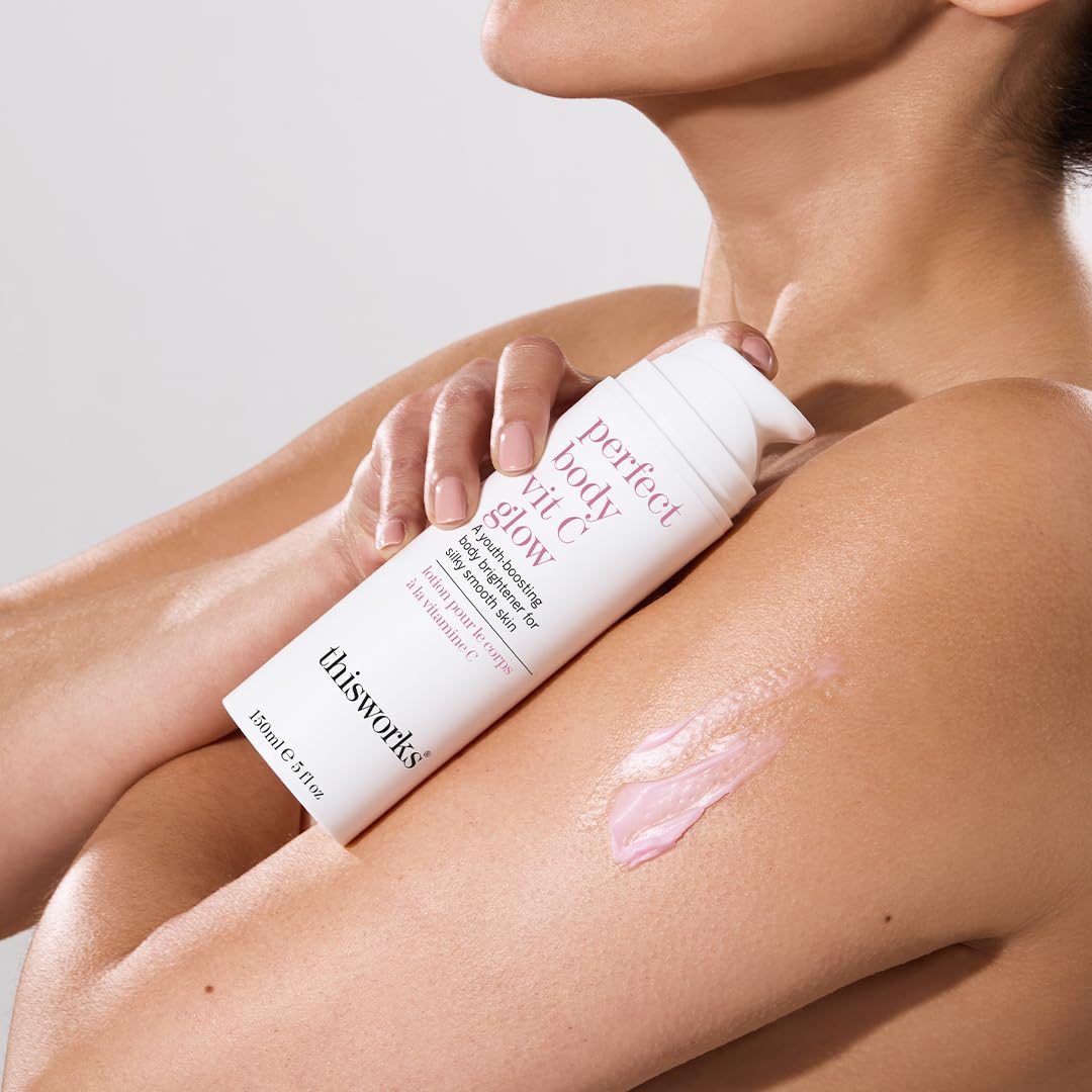 ThisWorks Perfect Body Vitamin C Glow Body Cream & Moisturizer - 5oz (150ml) Hydrating & Brightening Lotion for Dry Skin - Ideal for Daily Use & Post-Shower Hydration