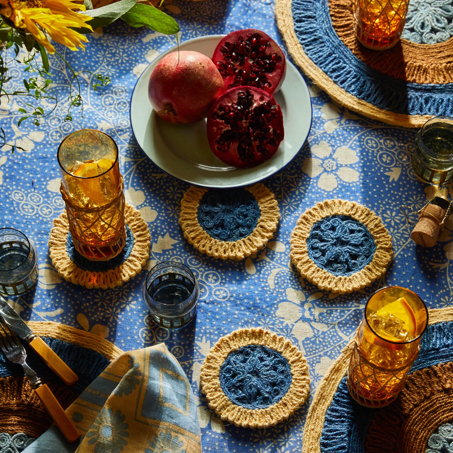 Premium Lapis Lazuli Coaster Set - Elegant Stone Drink Coasters for Home & Office - Perfect for Coffee, Wine, and Beverage Protection