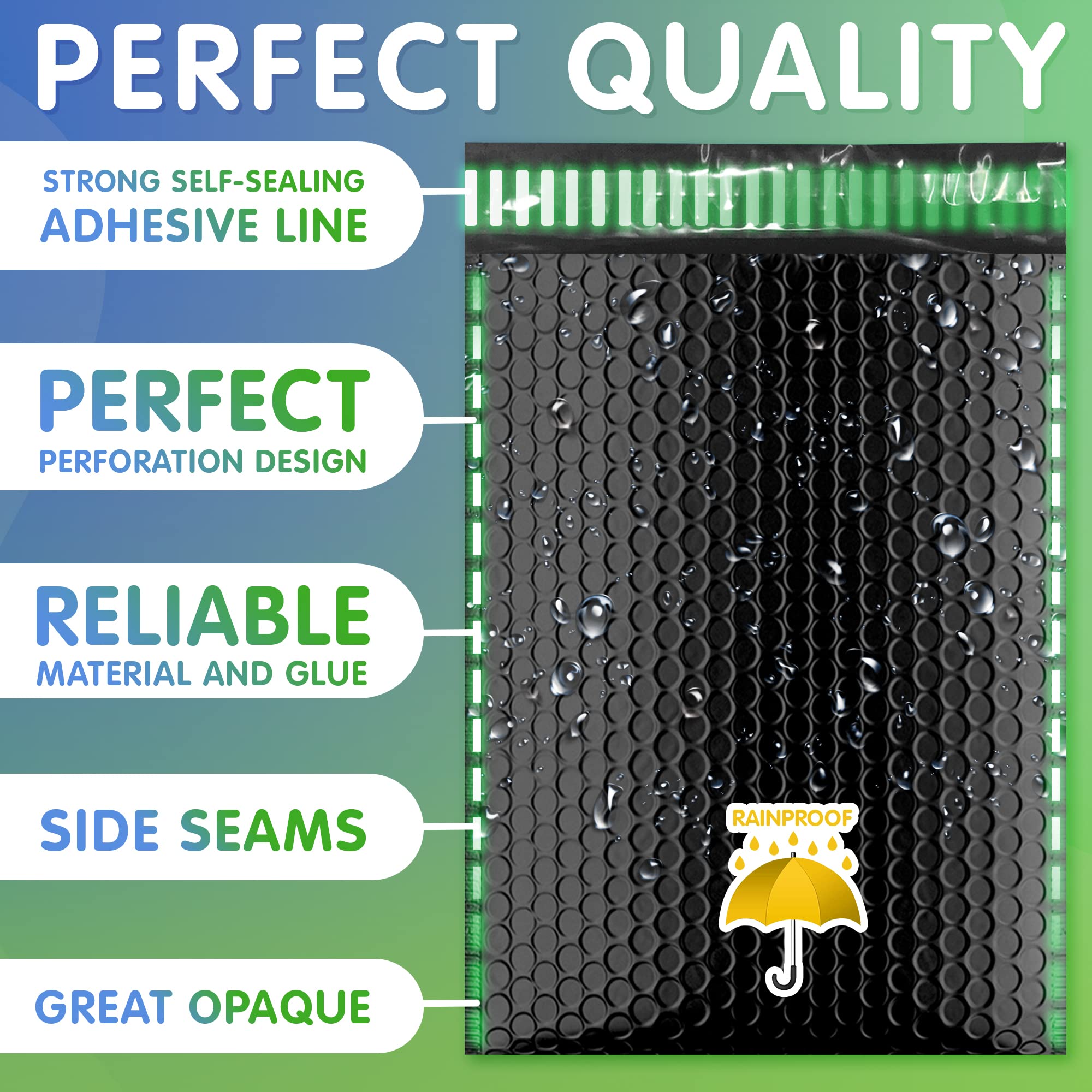 Black Poly Bubble Mailers Self Seal, 10.5 x 15 Inch - 160 Pack Bubble Shipping Envelopes | Durable Waterproof Padded Mailing Bags for Ecommerce, Amazon FBA, eBay & USPS Shipping | Perfect for Small Business, Online Sellers & Package Protection