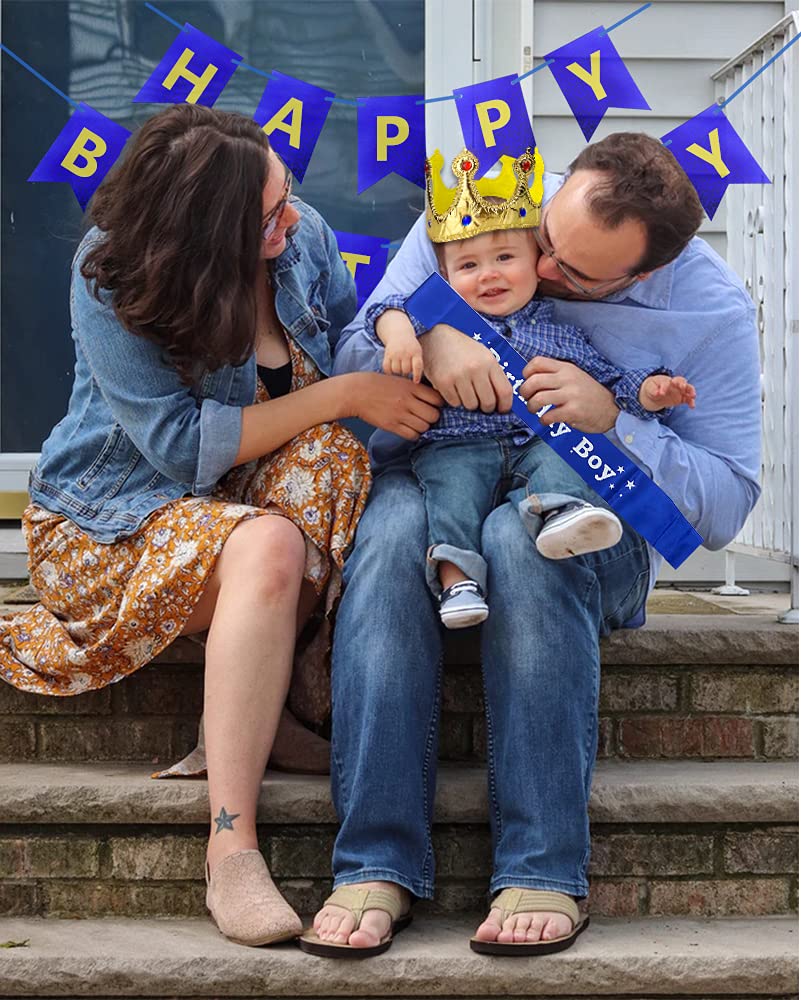Birthday King Crown for Boys - Birthday Party Accessory Set with Sash & Button Pins - Happy Birthday Banner & Dress Up Decorations for Kids Birthday Celebrations - Perfect for Birthday Parties, Photo Booths & Themed Events