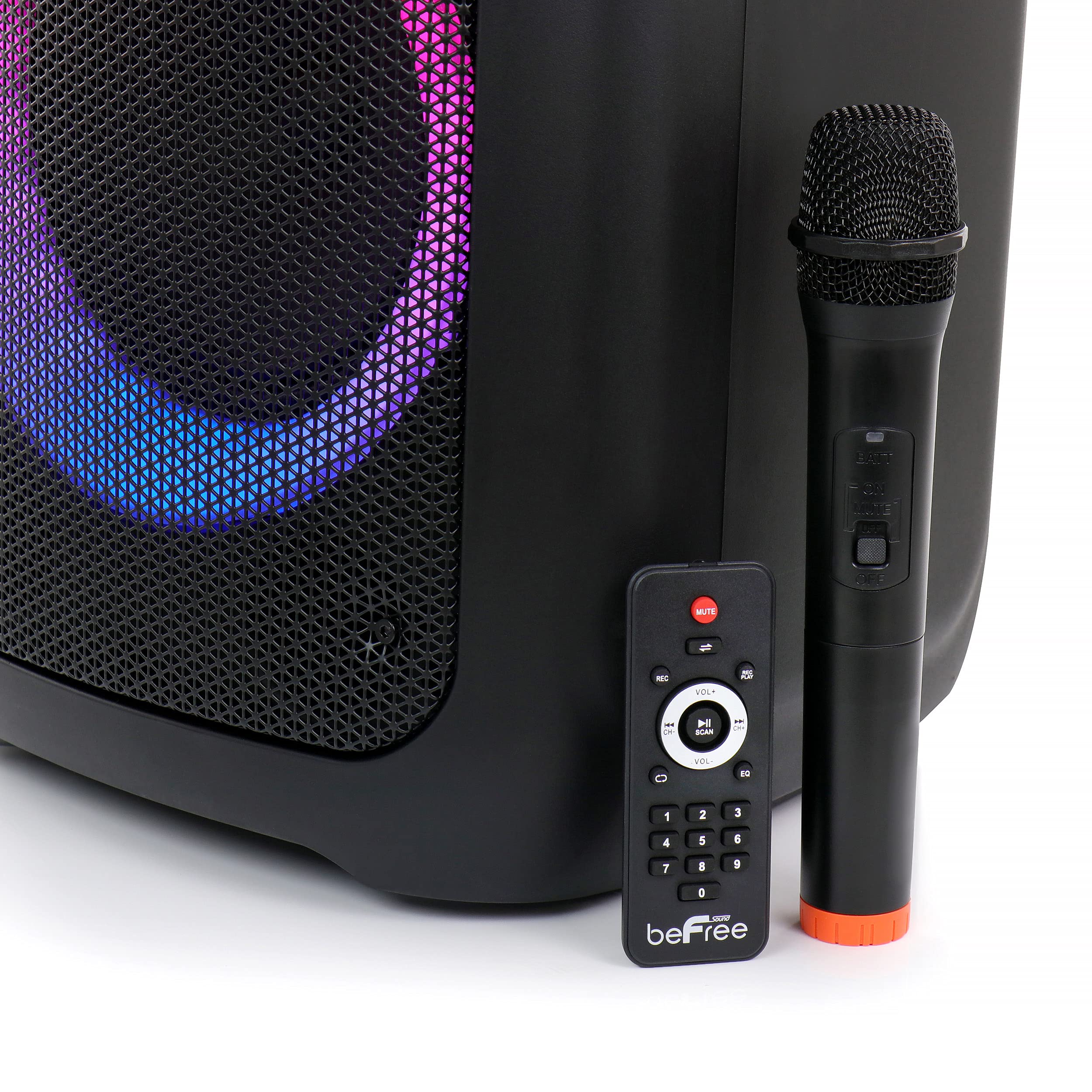 beFree Sound Dual 8 Inch Bluetooth Wireless Portable Party Speaker with Colorful LED Lights - Perfect for Outdoor Gatherings, Beach Parties & Home Entertainment