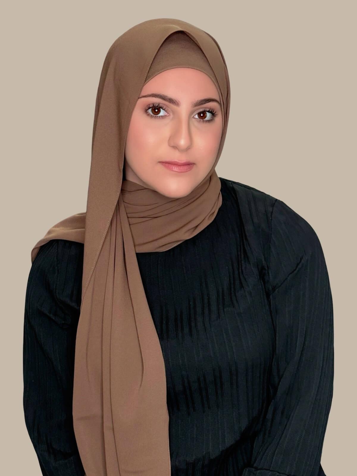 Stylish Walnut Brown Chiffon Hijab Set for Women - Perfect for Daily Wear, Work, and Special Occasions